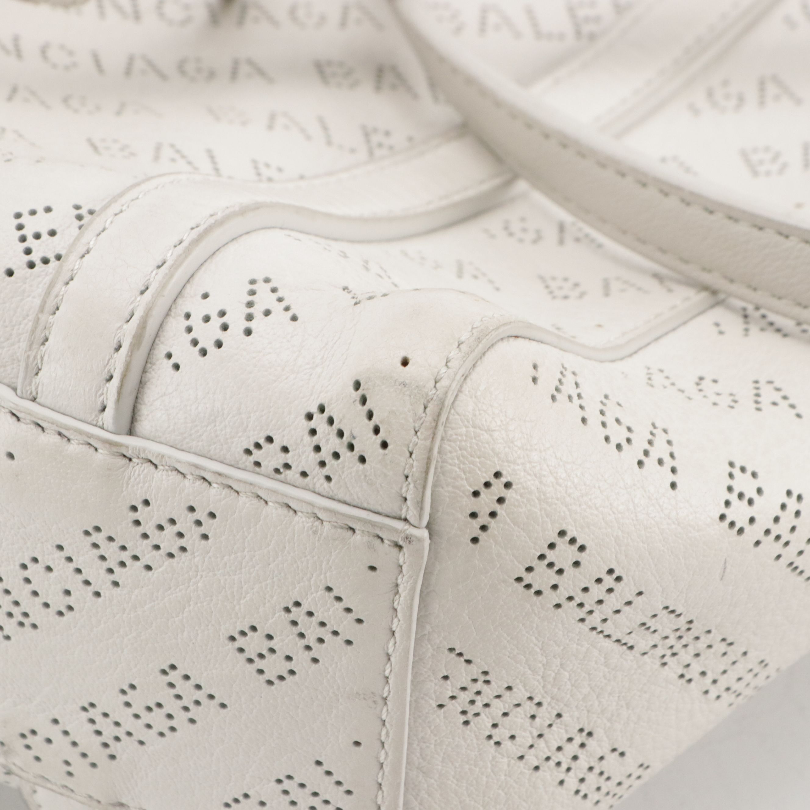 Balenciaga Everyday Two-Way Tote Bag in White Perforated Logo Leather
