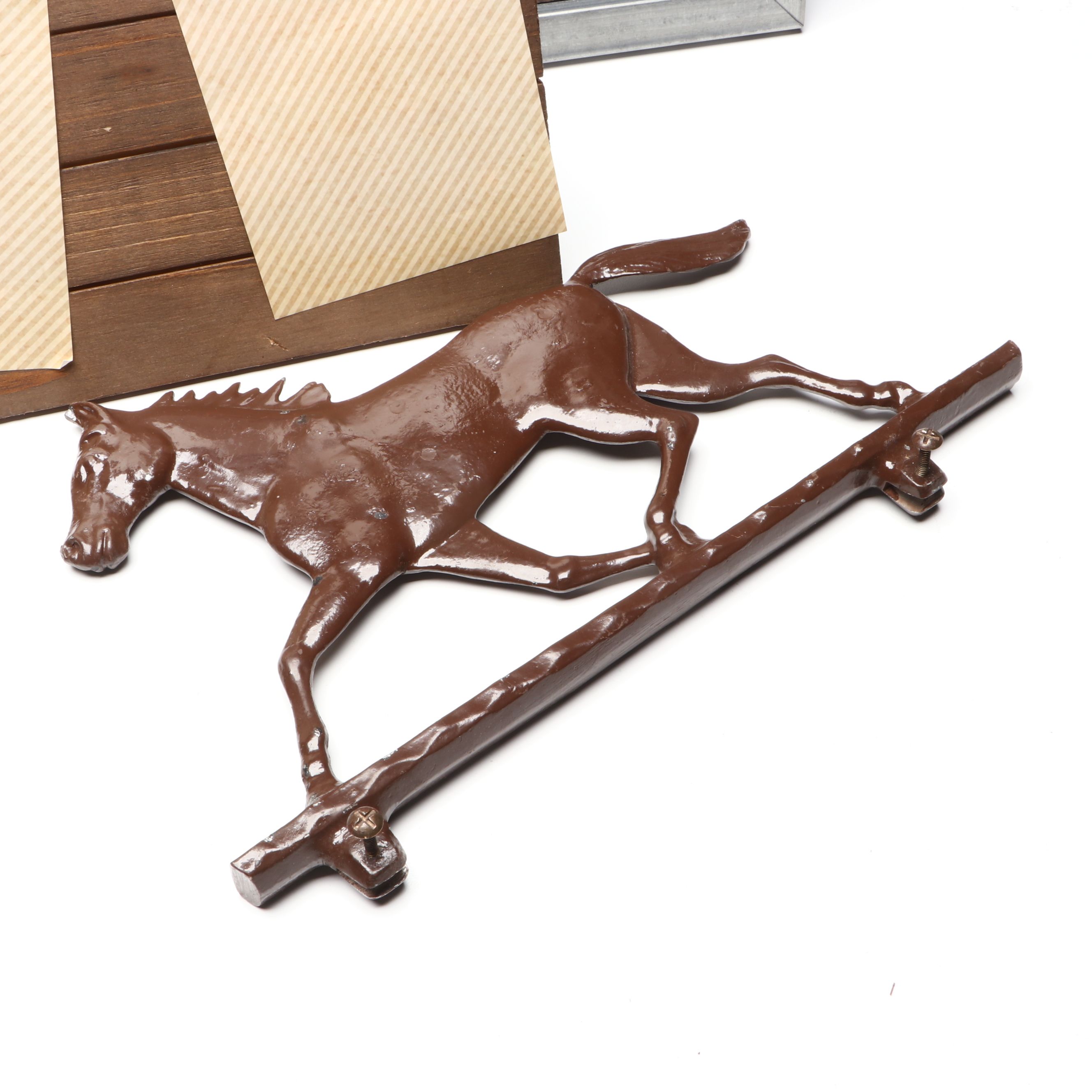 Photo of Horses in Rustic Wood Frame with Other Farmhouse Style Wall Décor