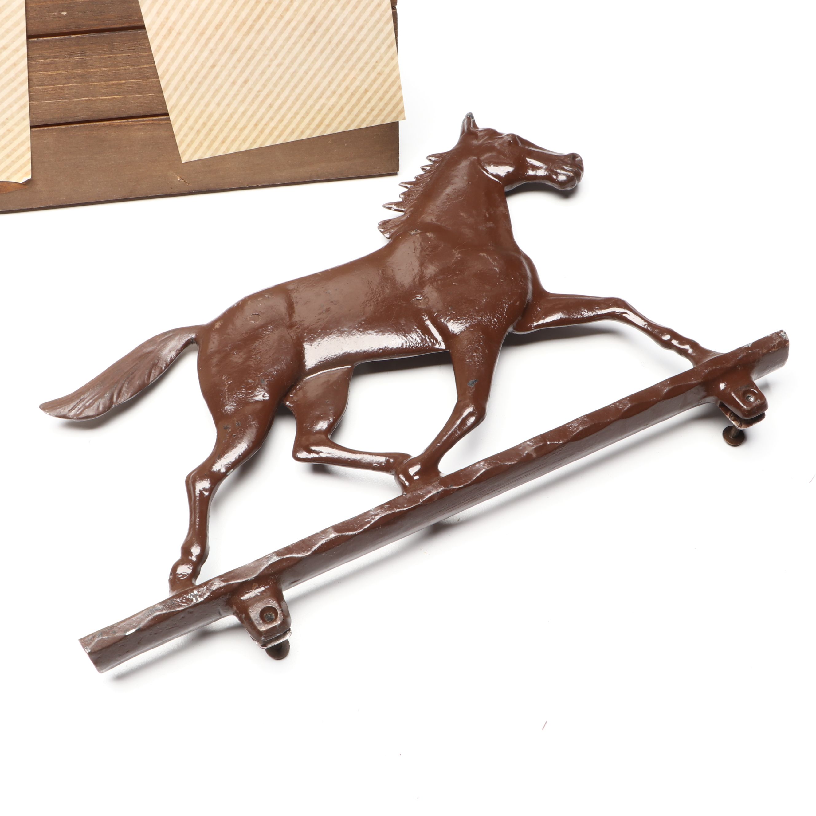 Photo of Horses in Rustic Wood Frame with Other Farmhouse Style Wall Décor