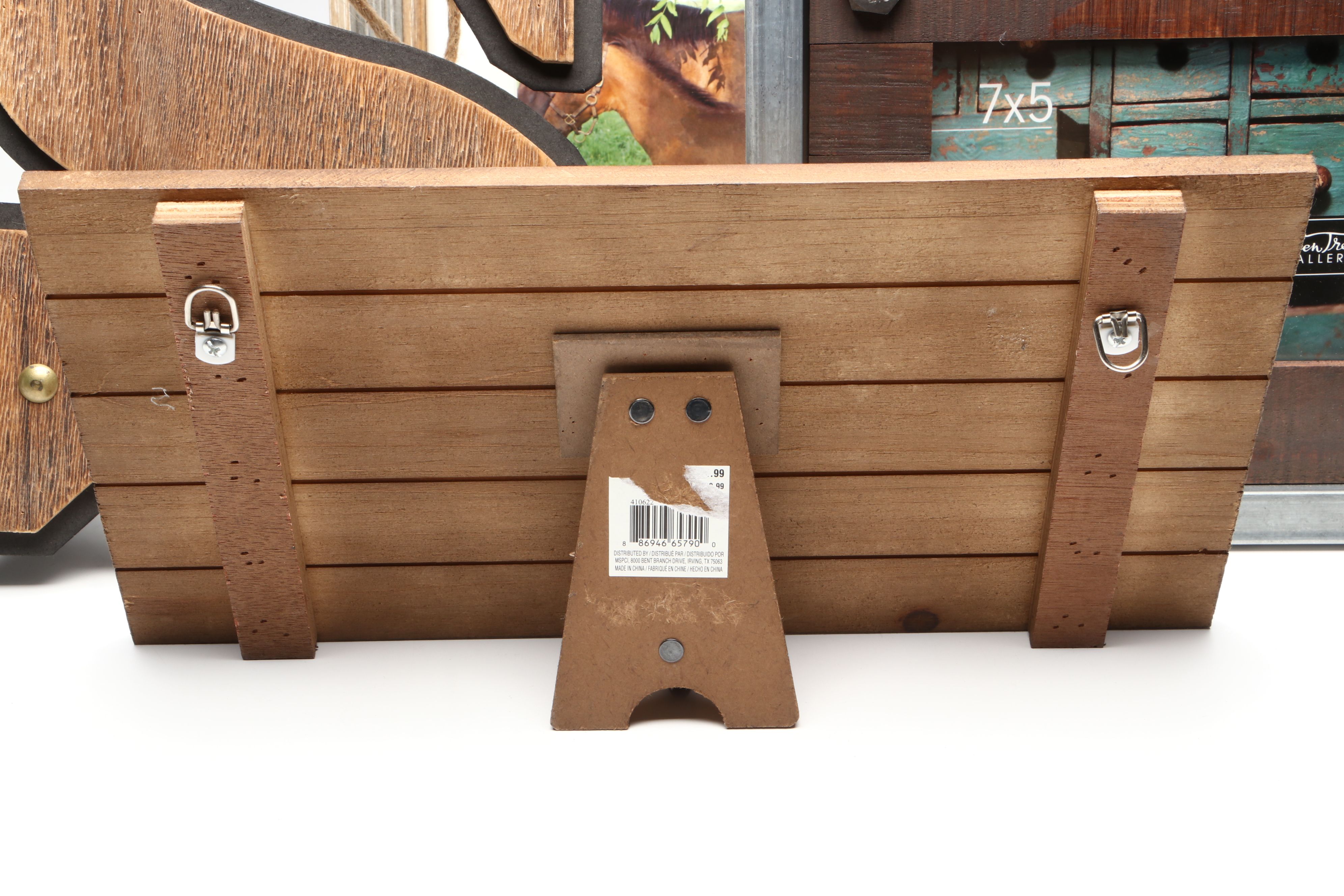 Photo of Horses in Rustic Wood Frame with Other Farmhouse Style Wall Décor