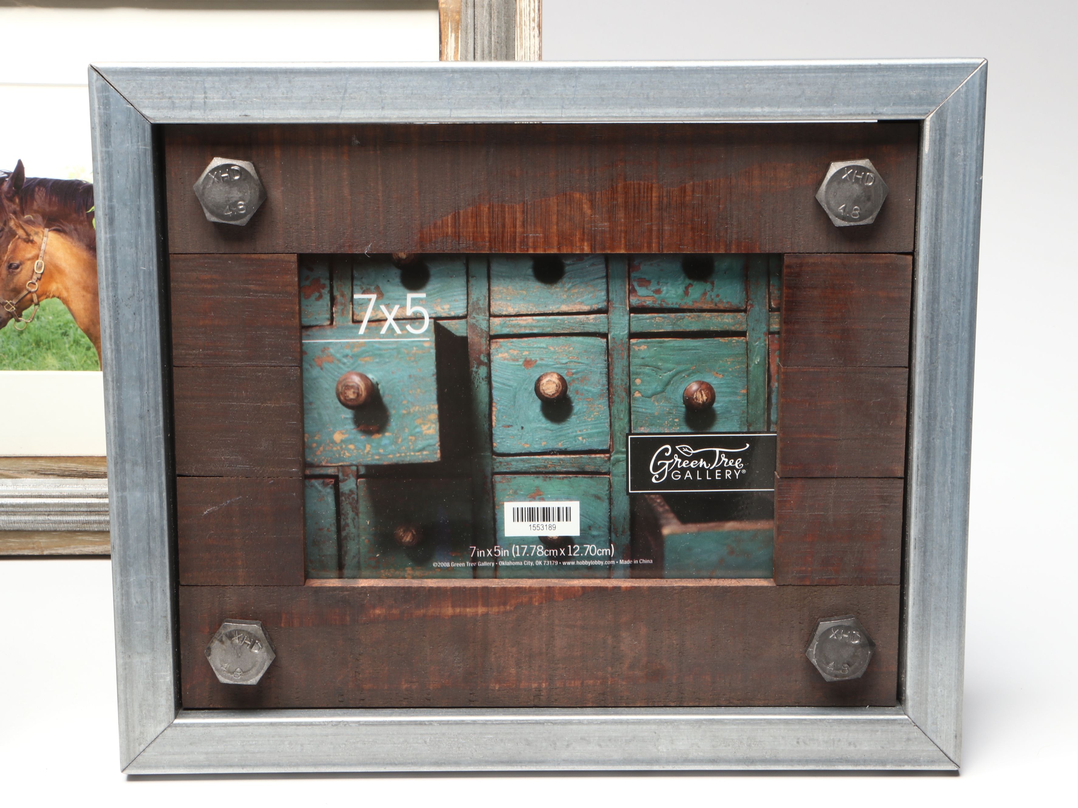 Photo of Horses in Rustic Wood Frame with Other Farmhouse Style Wall Décor