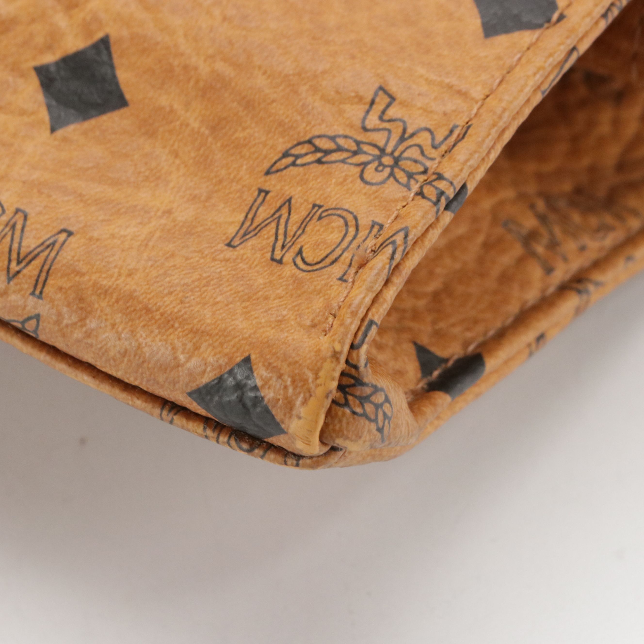 MCM Long Handle Front Pocket Tote Bag in Cognac Visetos Canvas