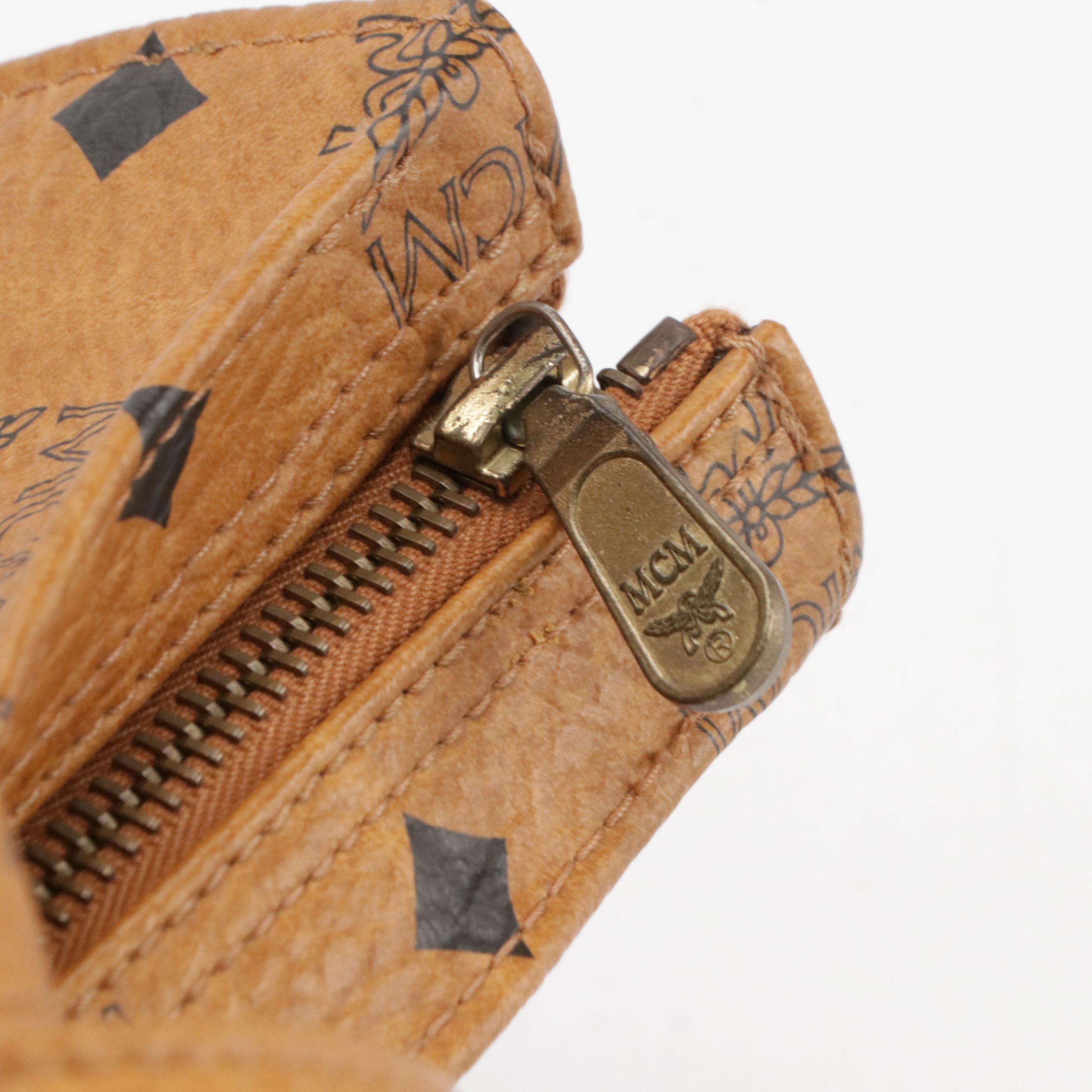 MCM Long Handle Front Pocket Tote Bag in Cognac Visetos Canvas