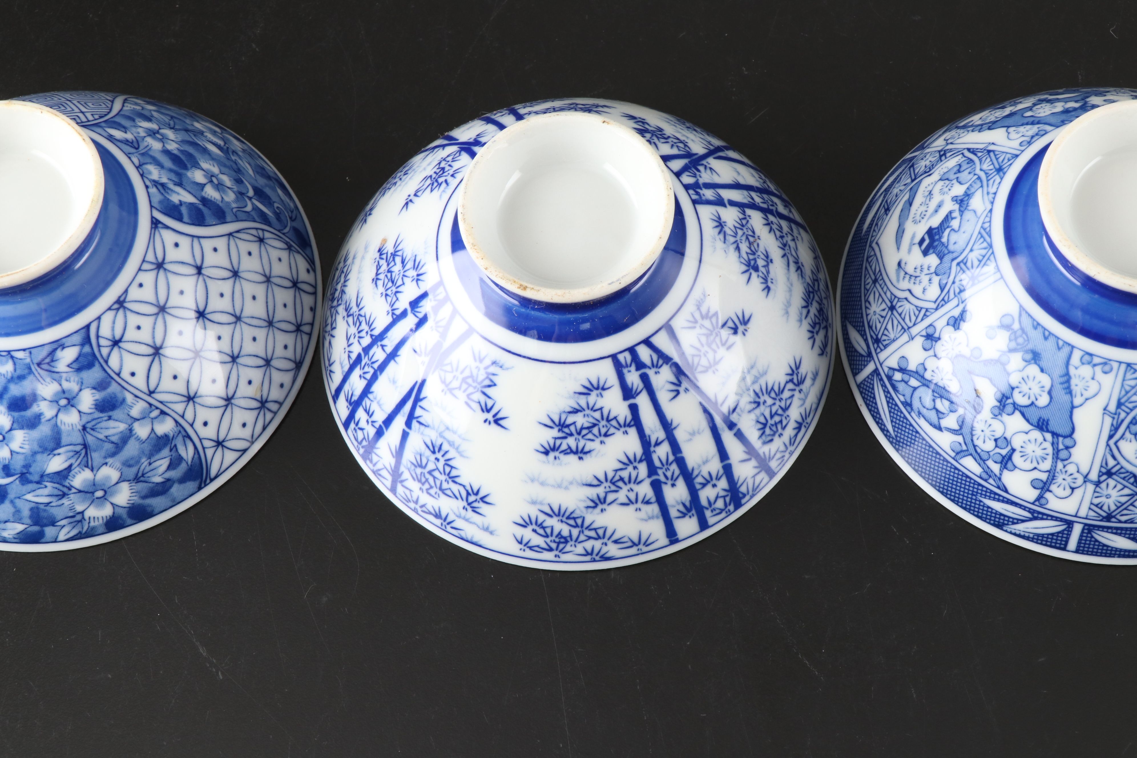 Chinese Blue and White Porcelain Soup Bowls and Spoons