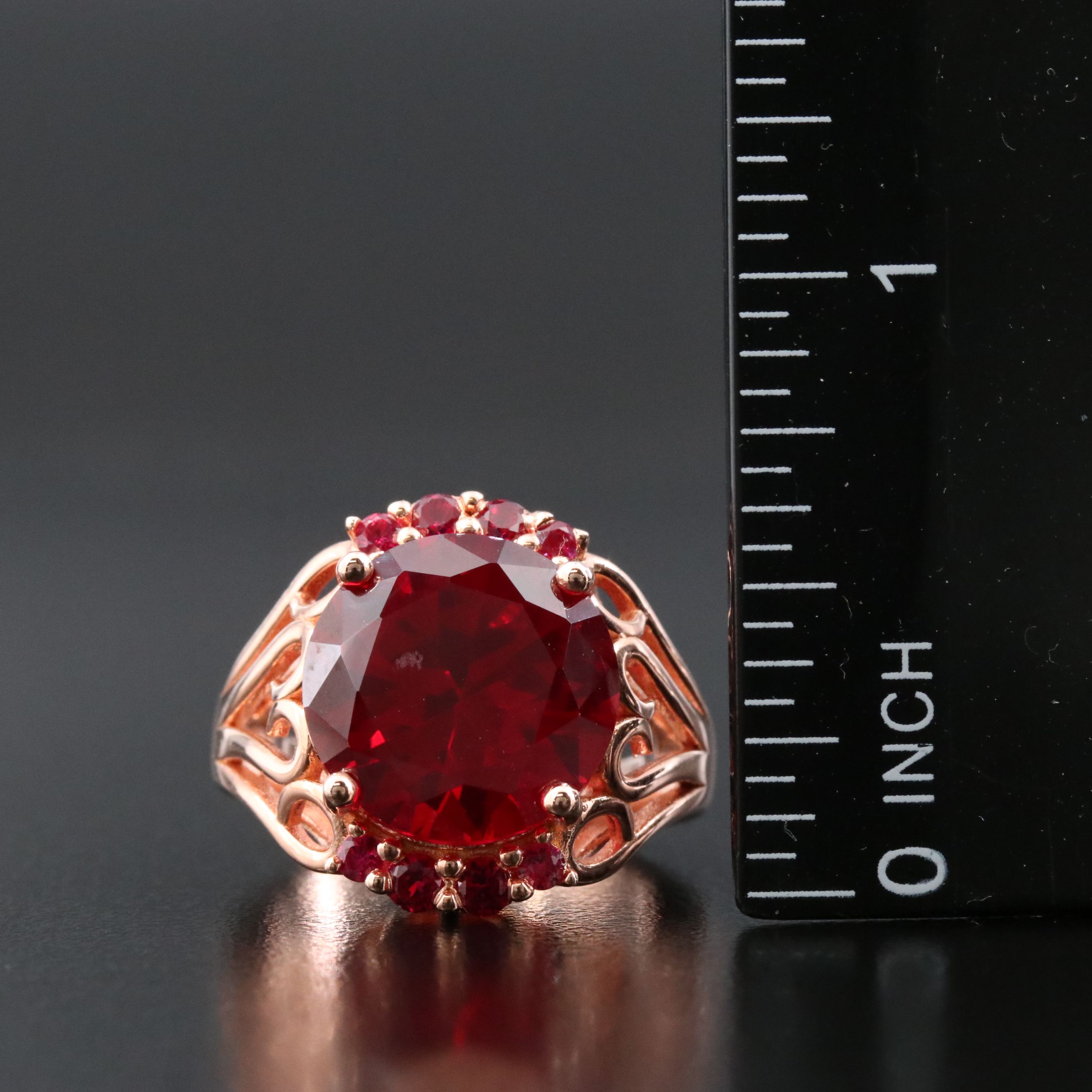 Sterling Ruby Earrings, Ring and Pendant Necklace