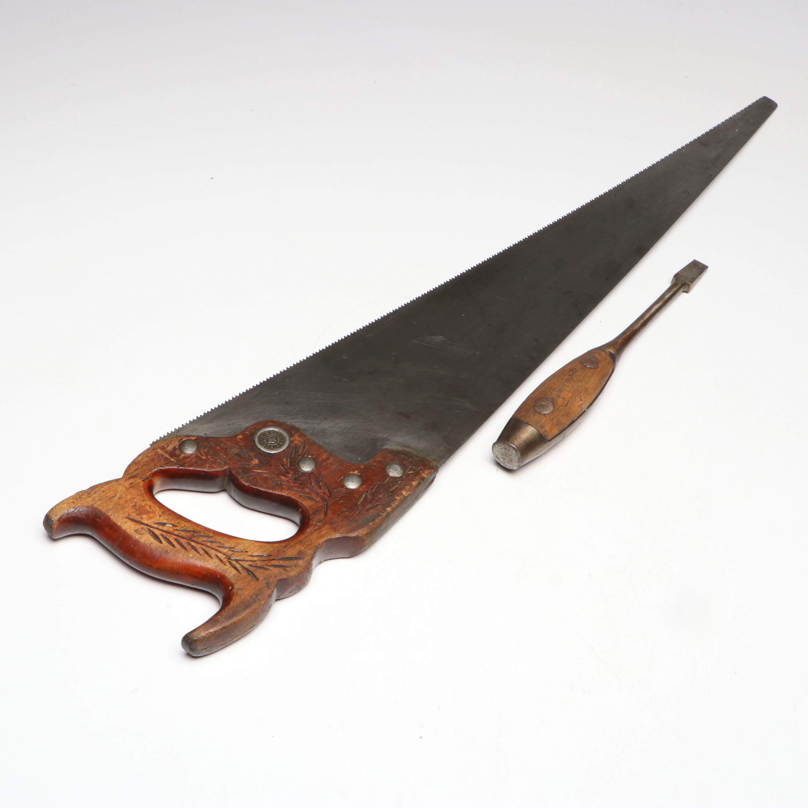 Disston D-23 Wheat Handle Hand Saw with Hi-Test Flathead Screwdriver