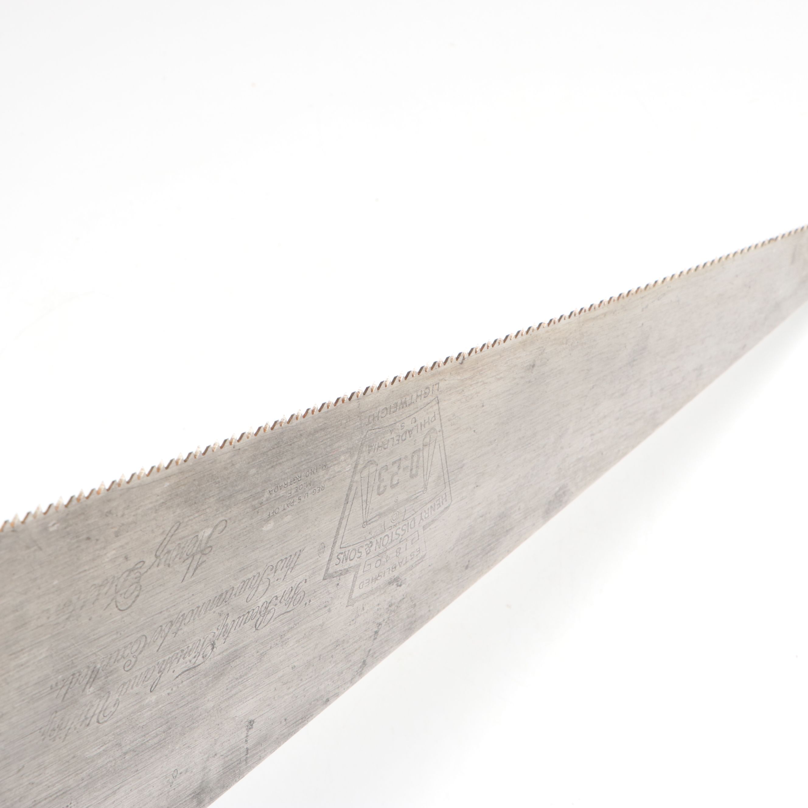 Disston D-23 Wheat Handle Hand Saw with Hi-Test Flathead Screwdriver