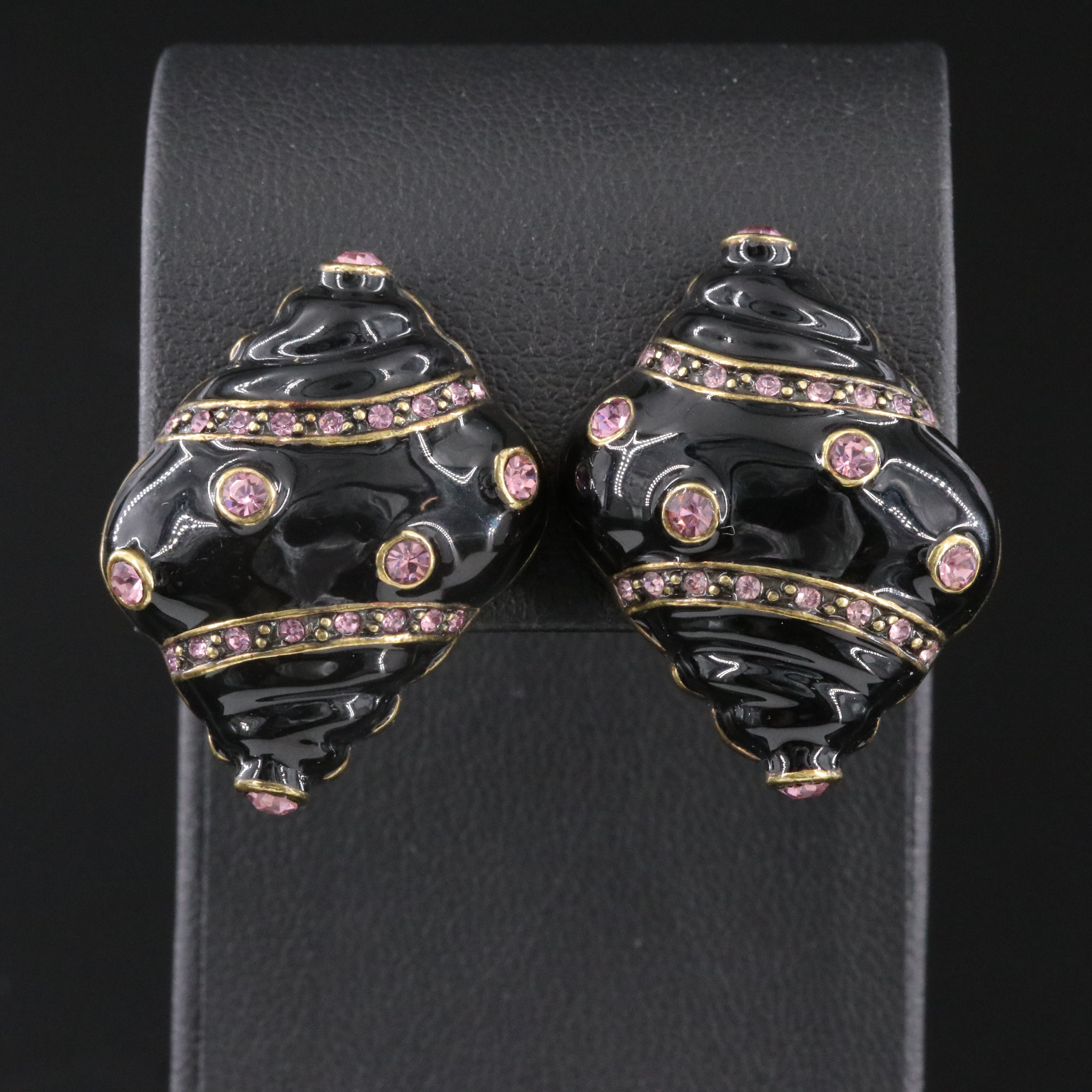 Heidi Daus Rhinestone and Enamel Shell Earrings