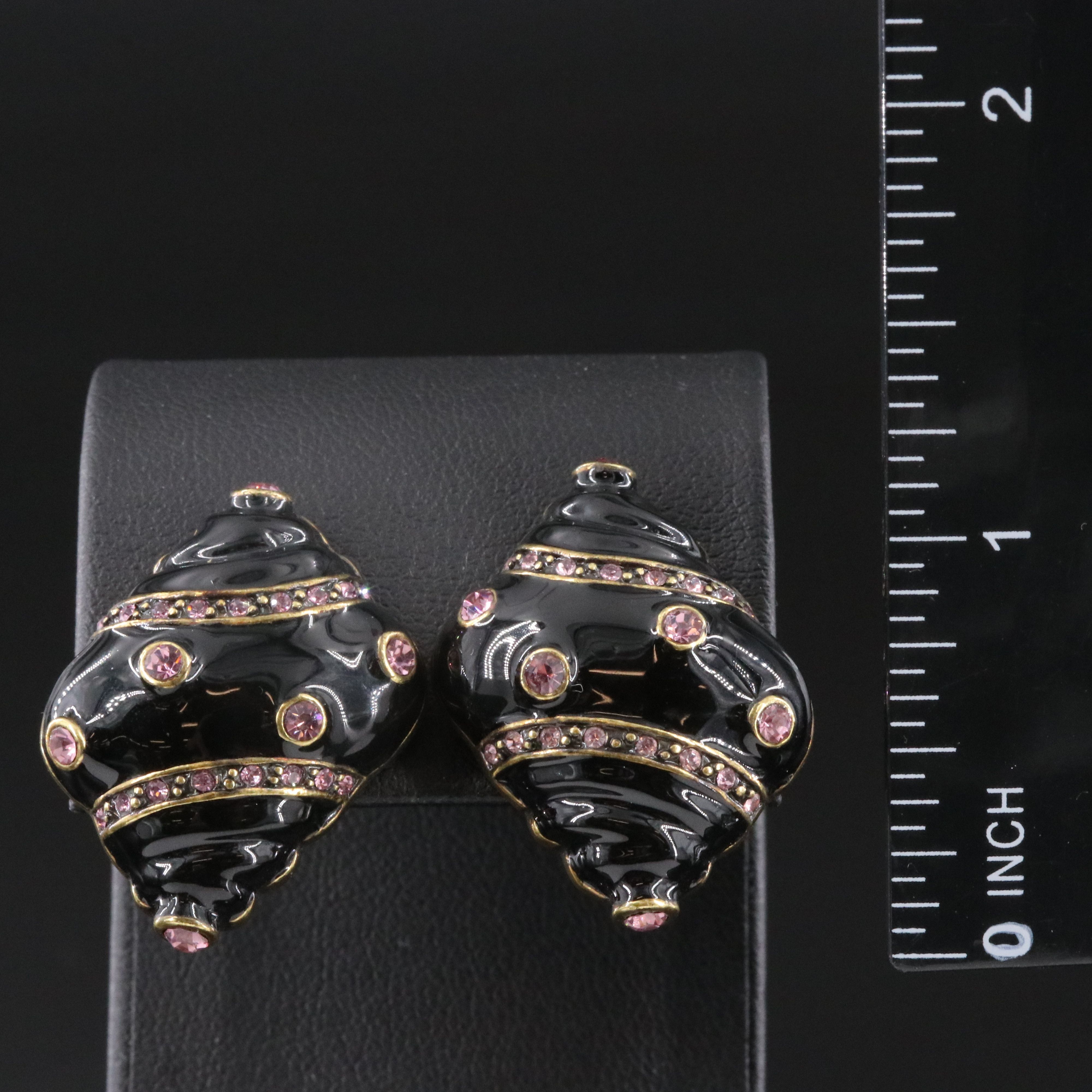 Heidi Daus Rhinestone and Enamel Shell Earrings
