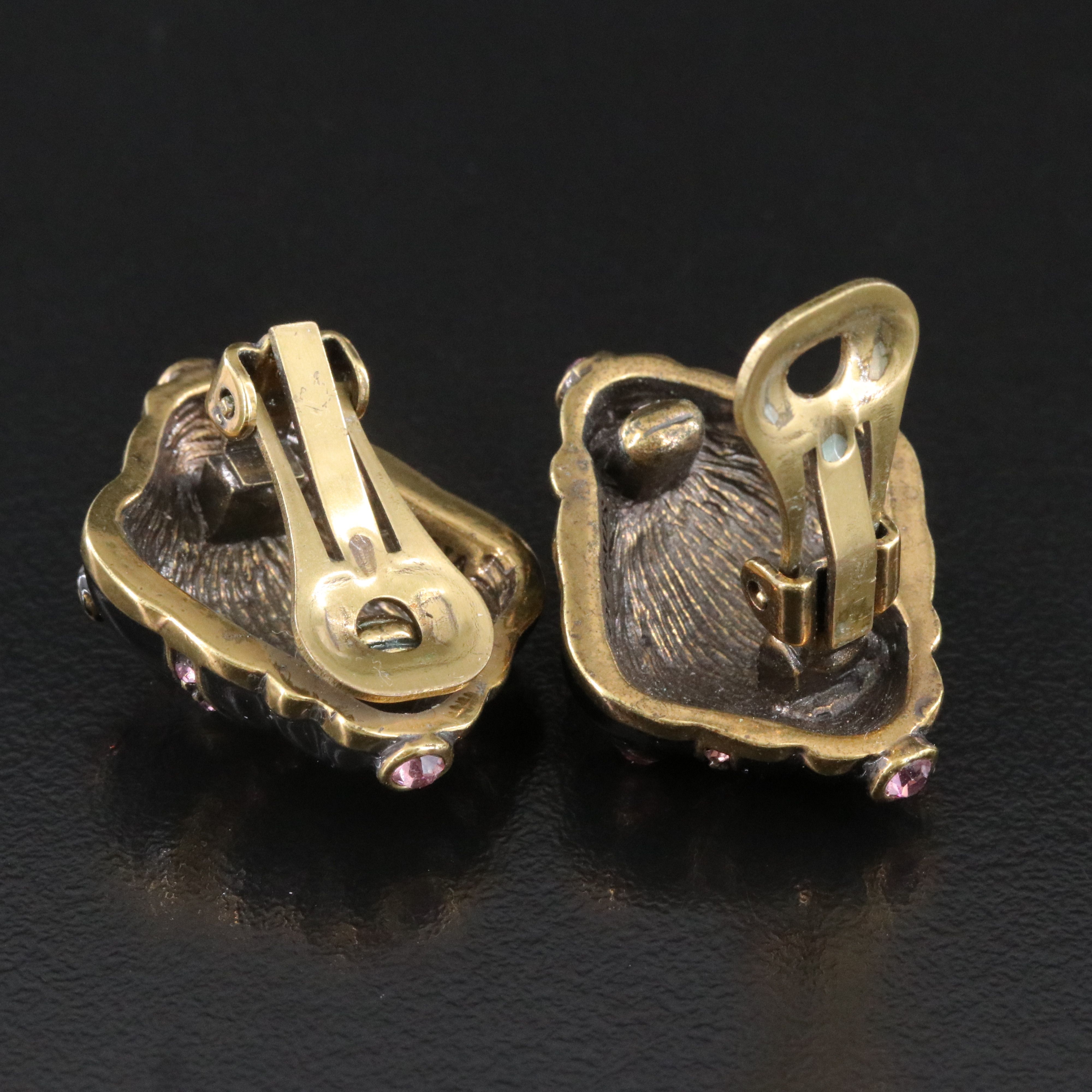 Heidi Daus Rhinestone and Enamel Shell Earrings