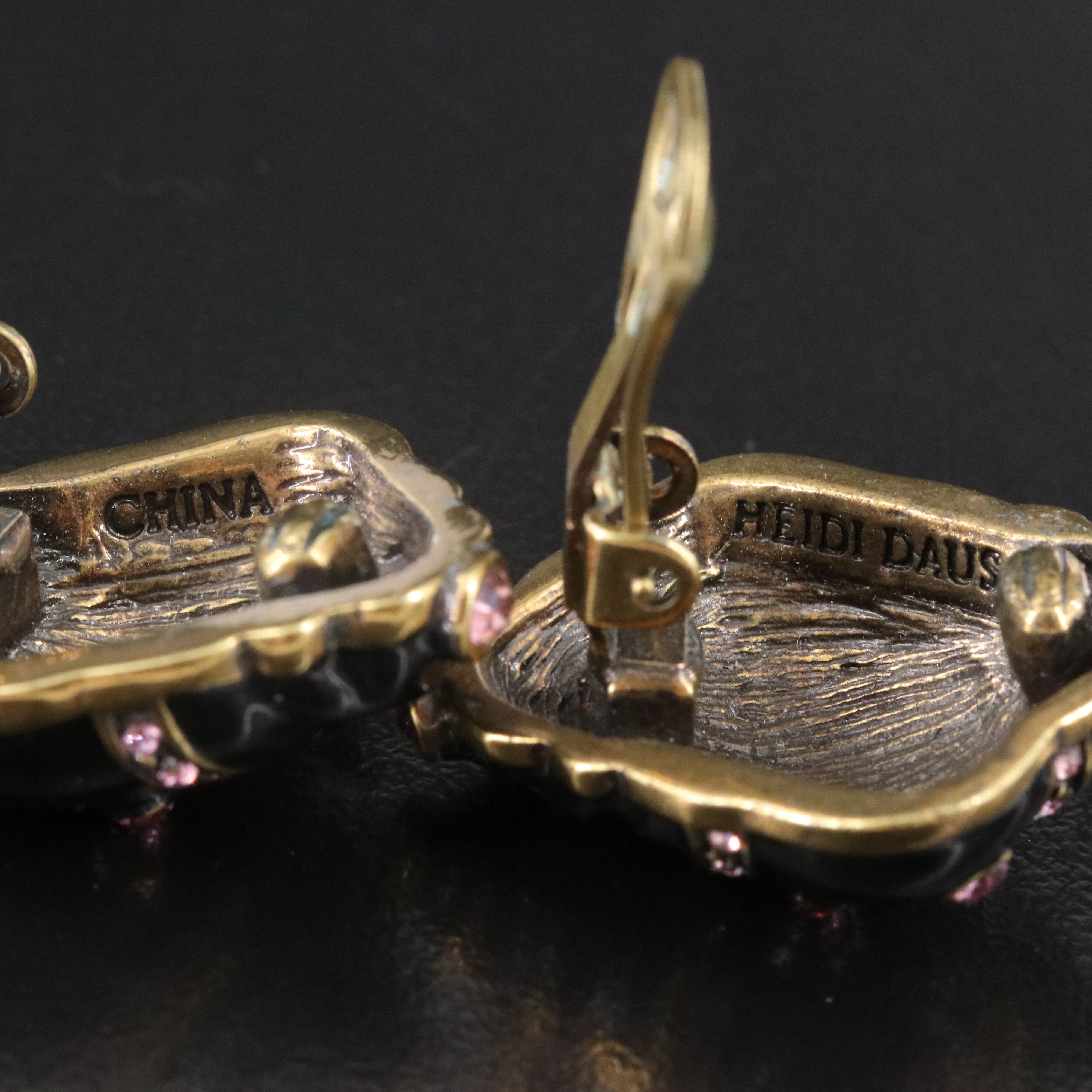 Heidi Daus Rhinestone and Enamel Shell Earrings