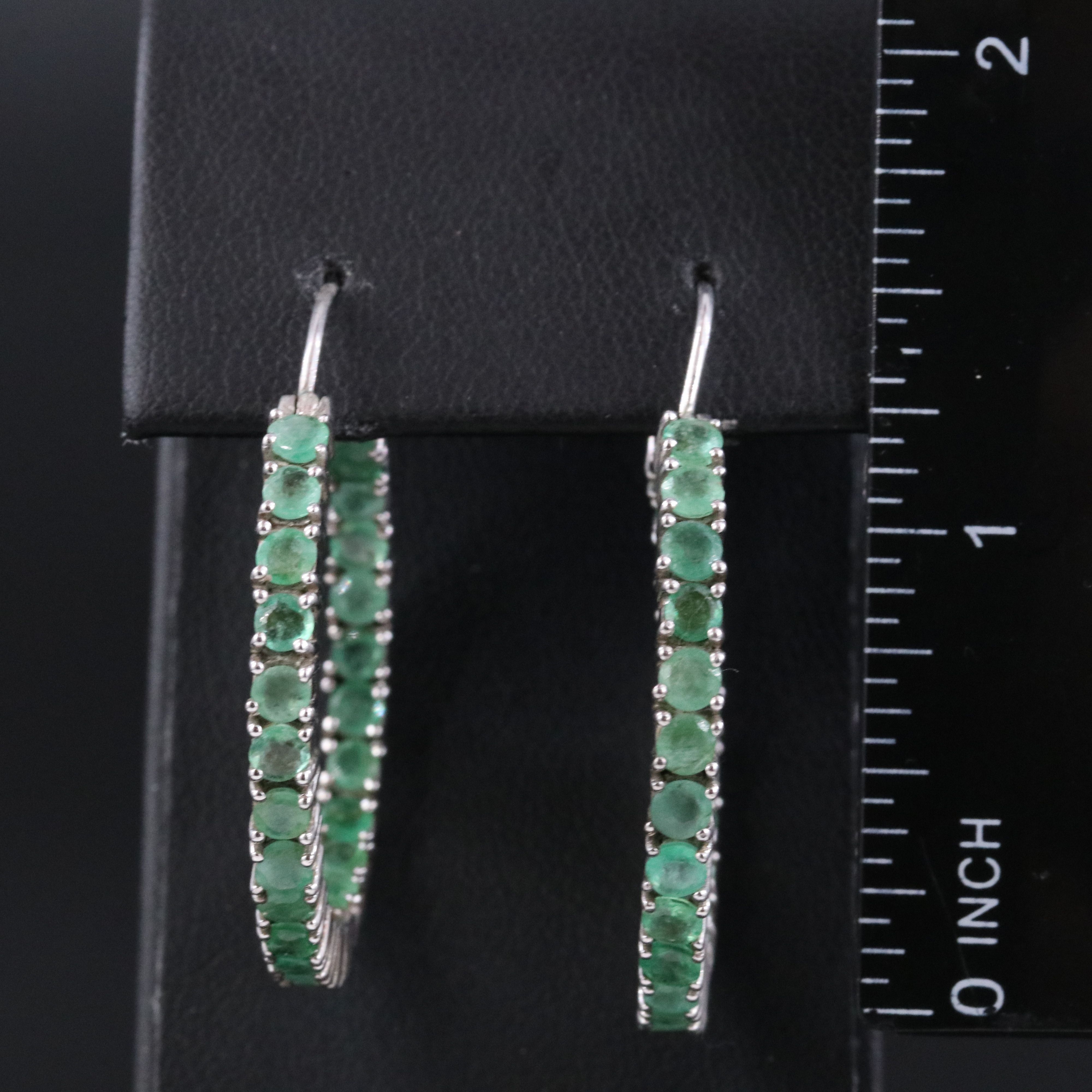 Sterling Emerald Inside-Out Hoop Earrings
