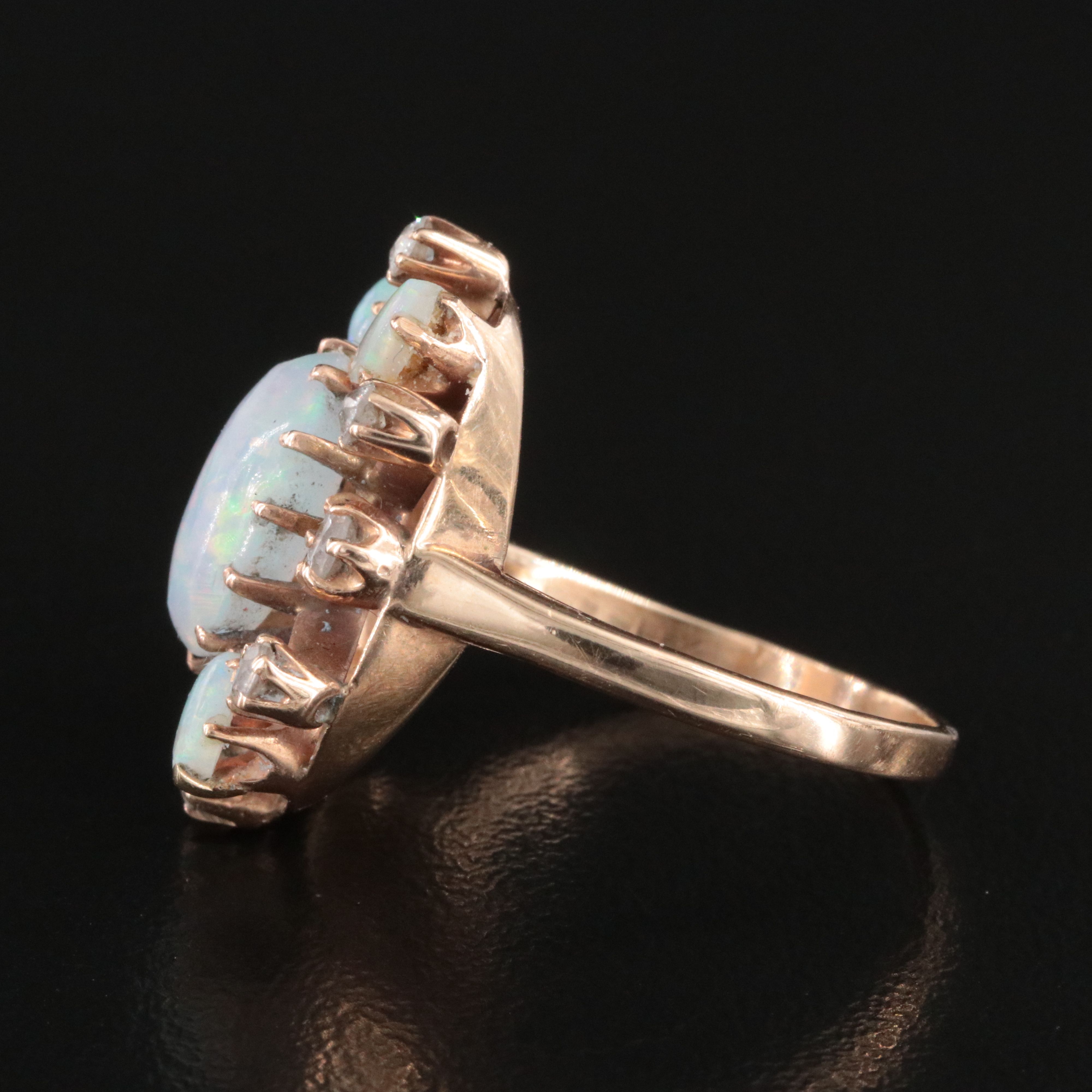 14K Opal and Diamond Spoke Ring