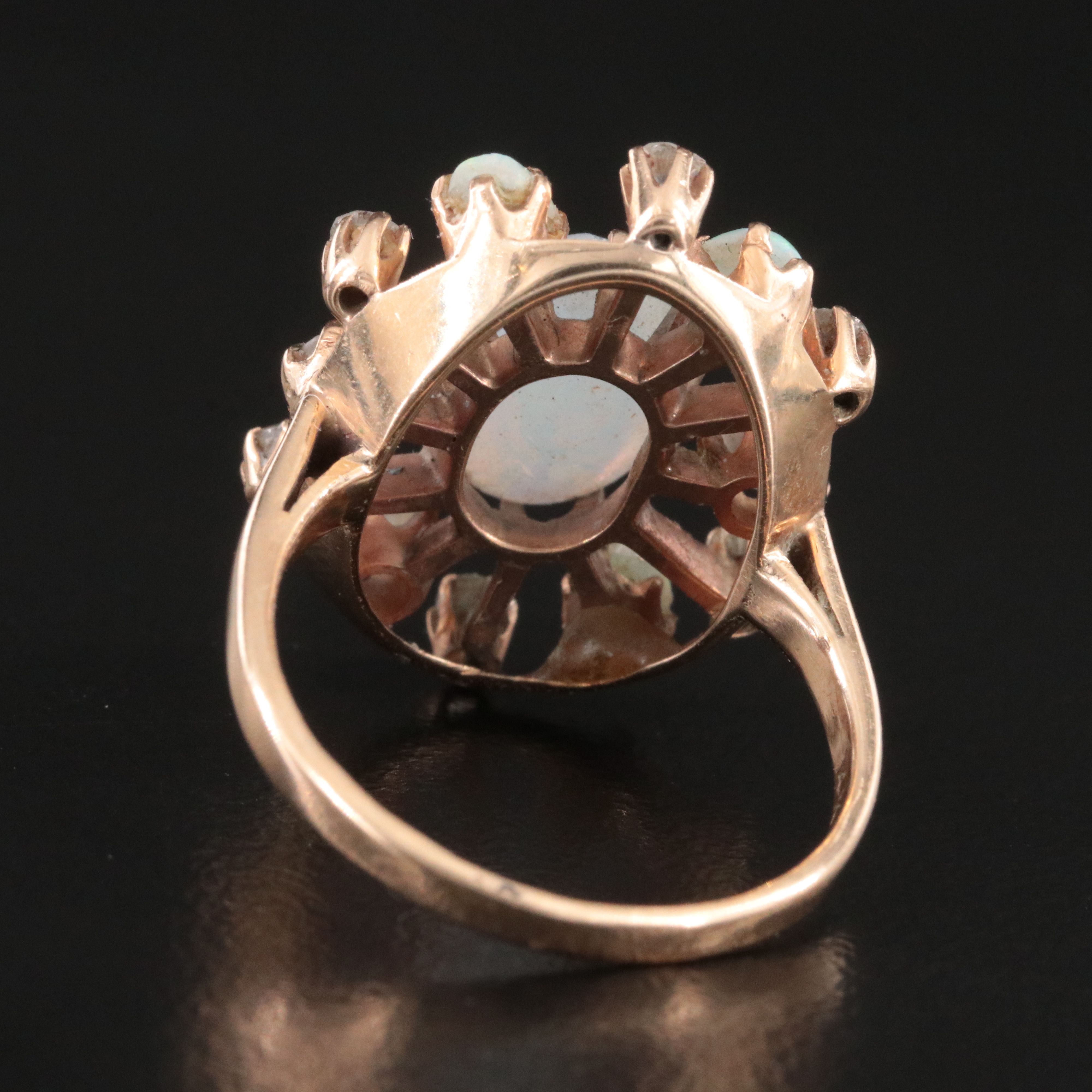 14K Opal and Diamond Spoke Ring