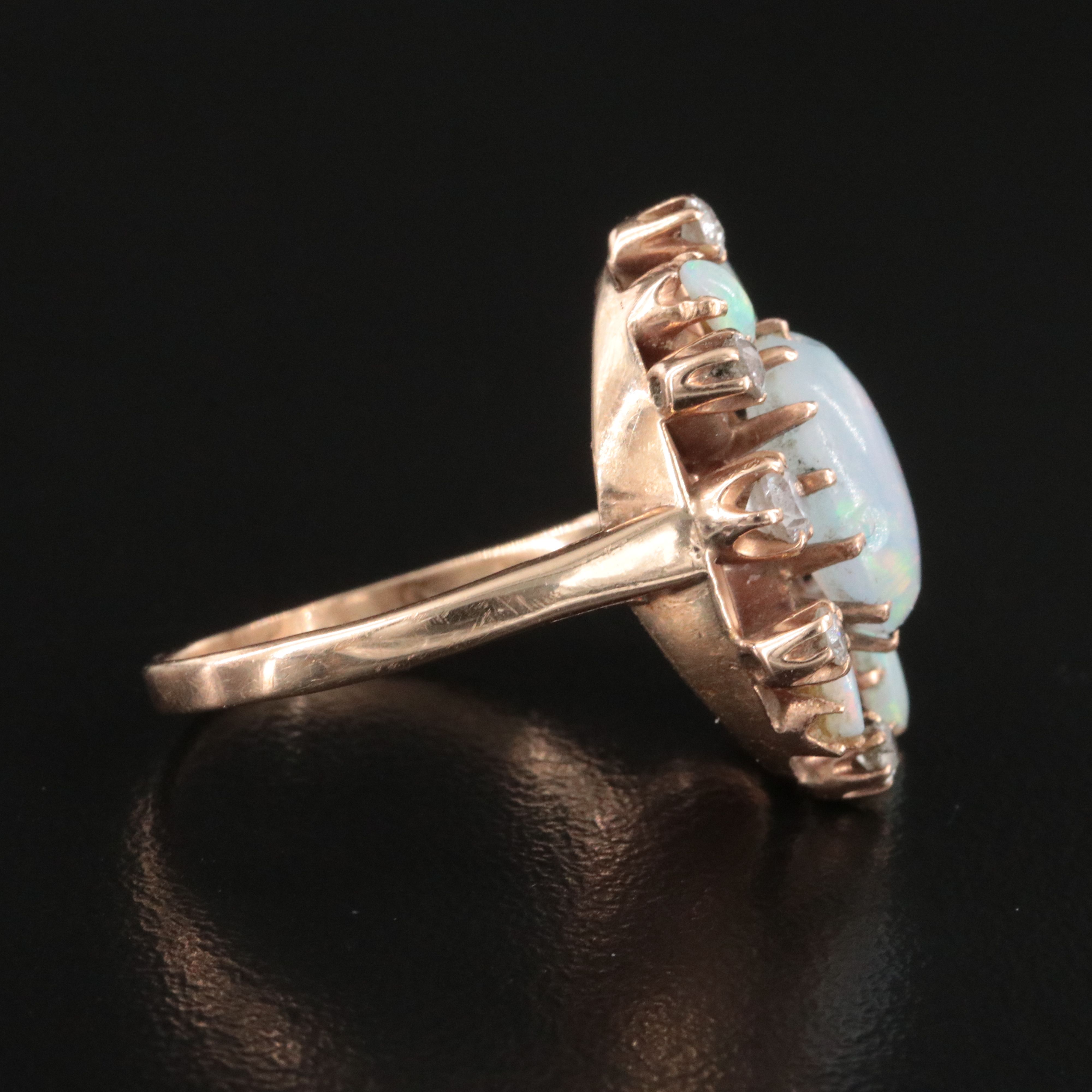 14K Opal and Diamond Spoke Ring