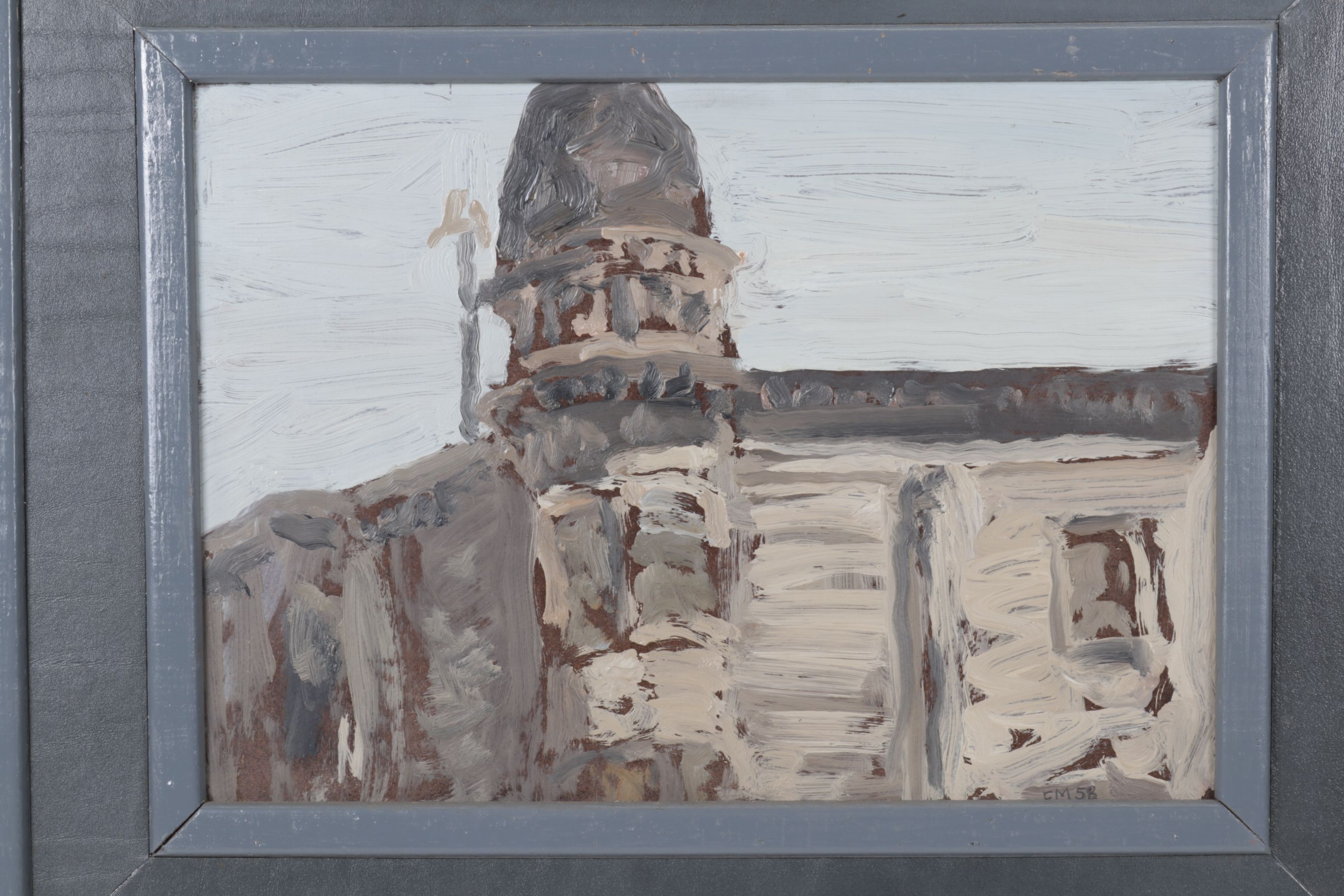 Fred Thomas Martin Oil Painting of Building Facade "Tired, Near Page", 1958