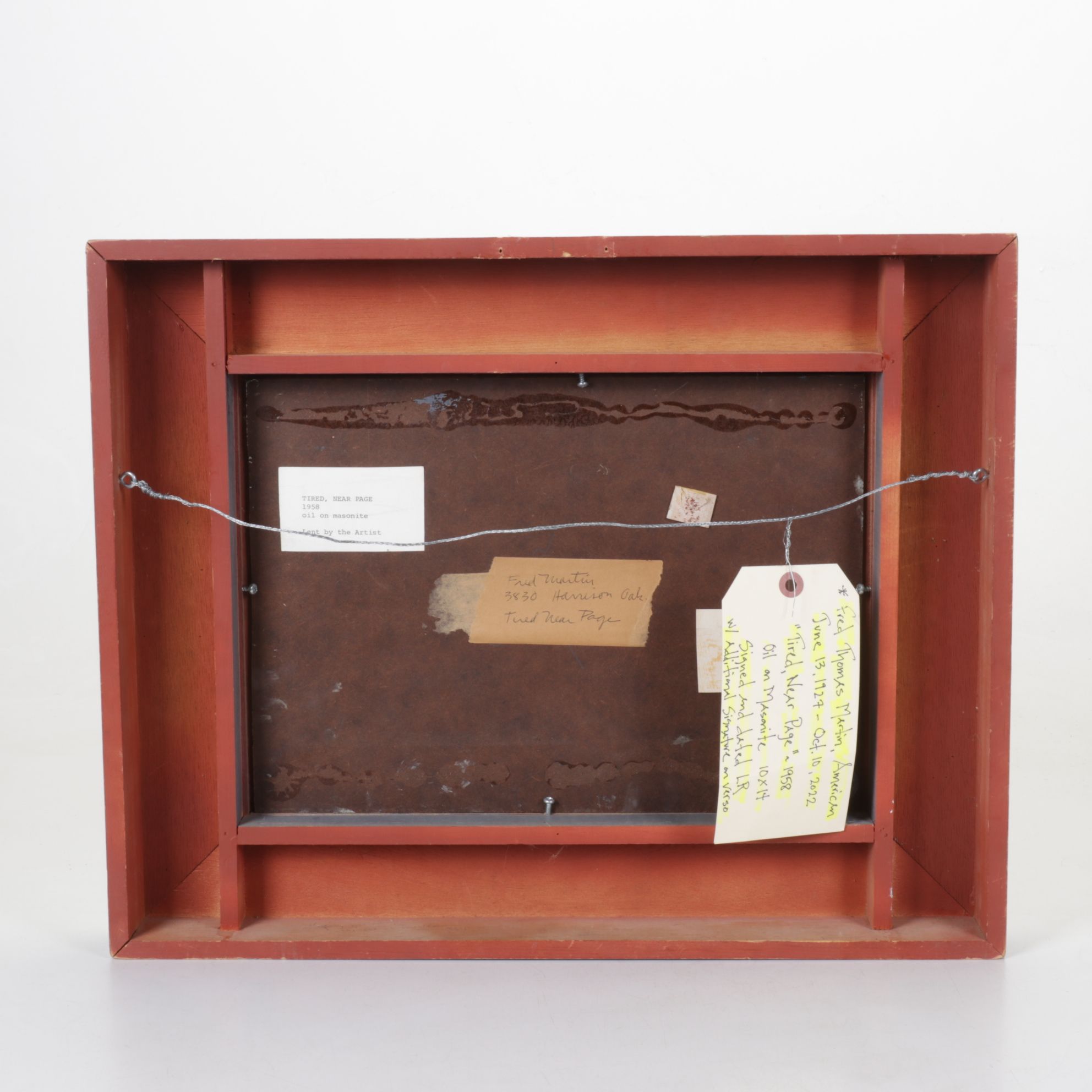 Fred Thomas Martin Oil Painting of Building Facade "Tired, Near Page", 1958