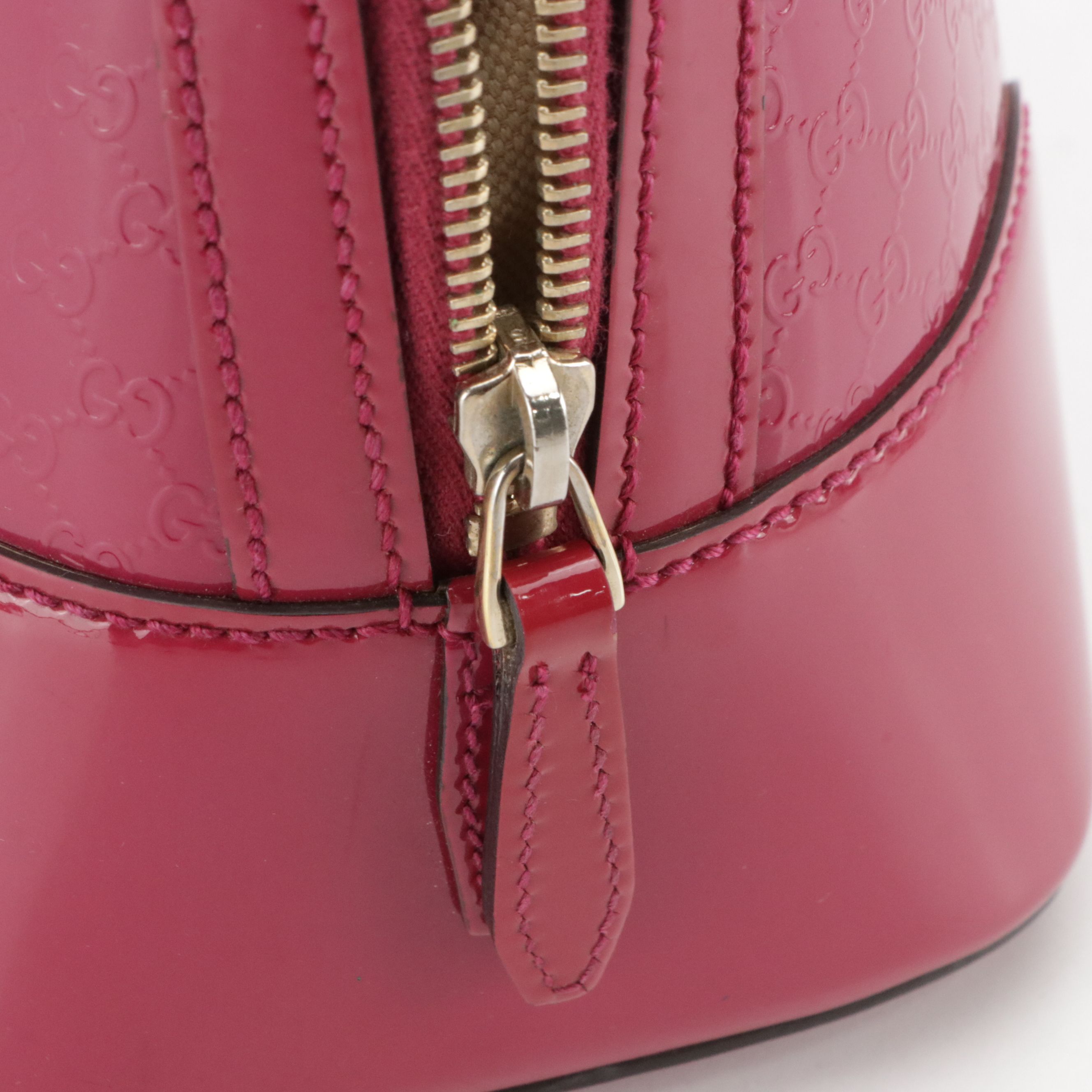 Gucci Nice Two-Way Satchel in Magenta Microguccissima and Smooth Patent Leather
