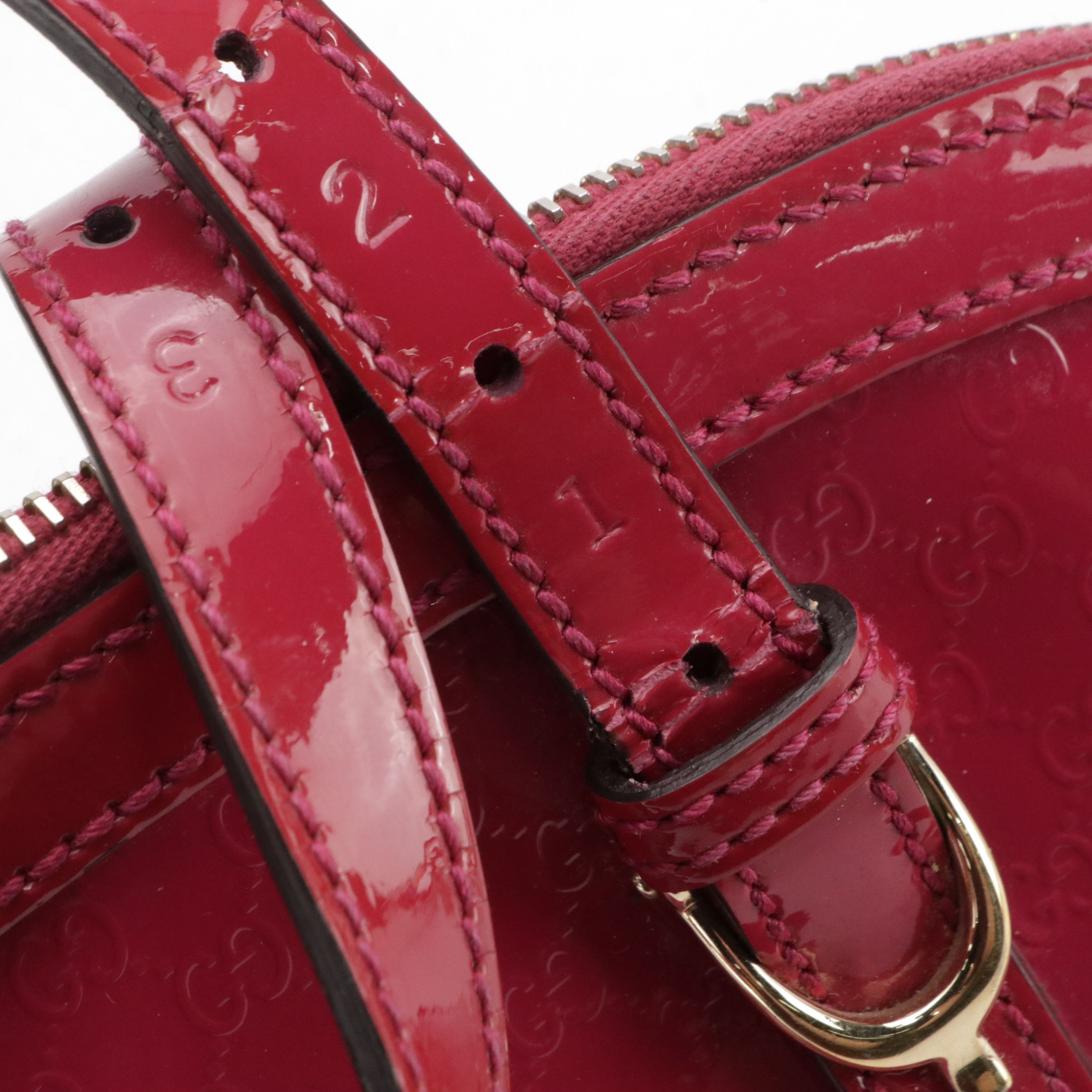 Gucci Nice Two-Way Satchel in Magenta Microguccissima and Smooth Patent Leather