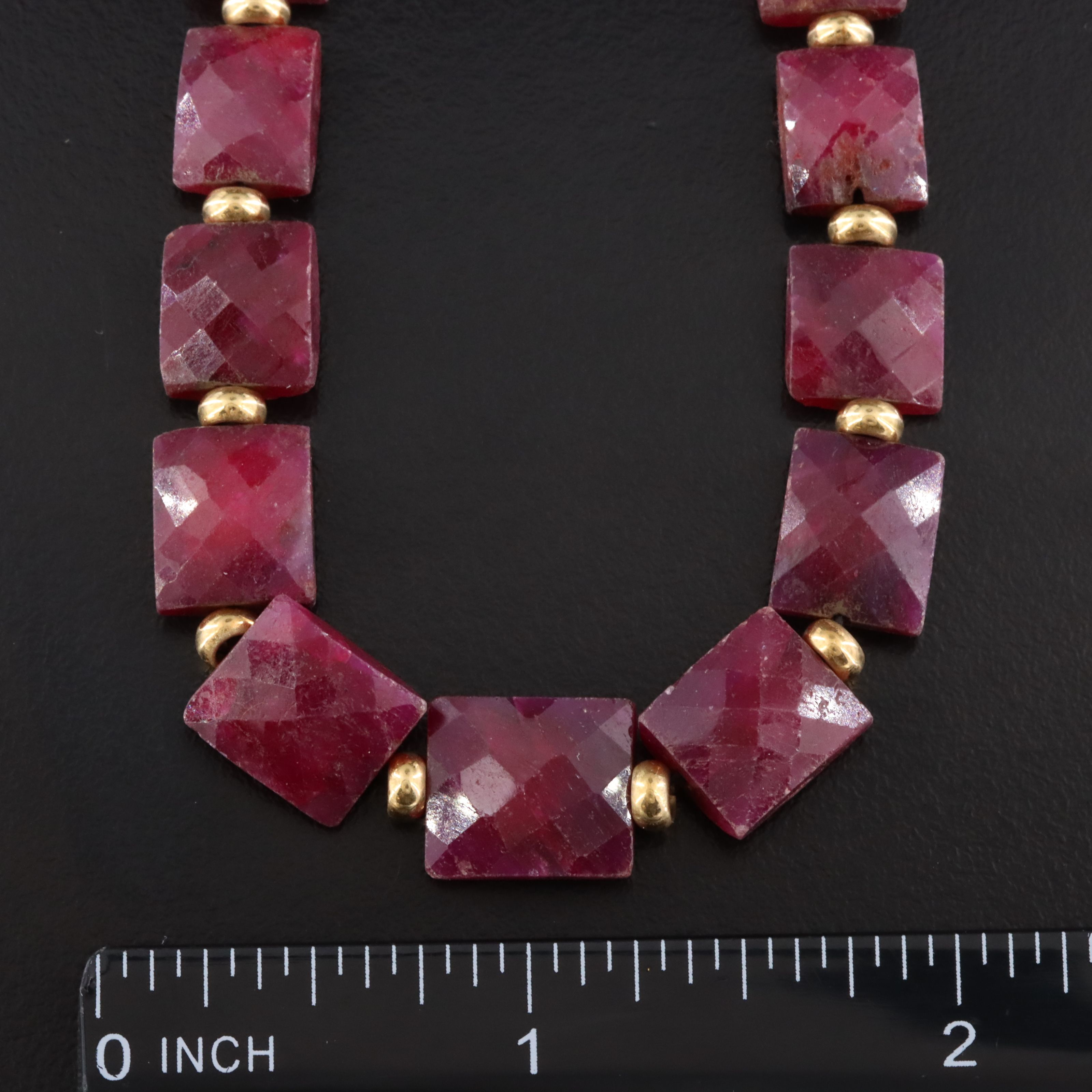 18K Corundum Square Bead Necklace and Bracelet Set