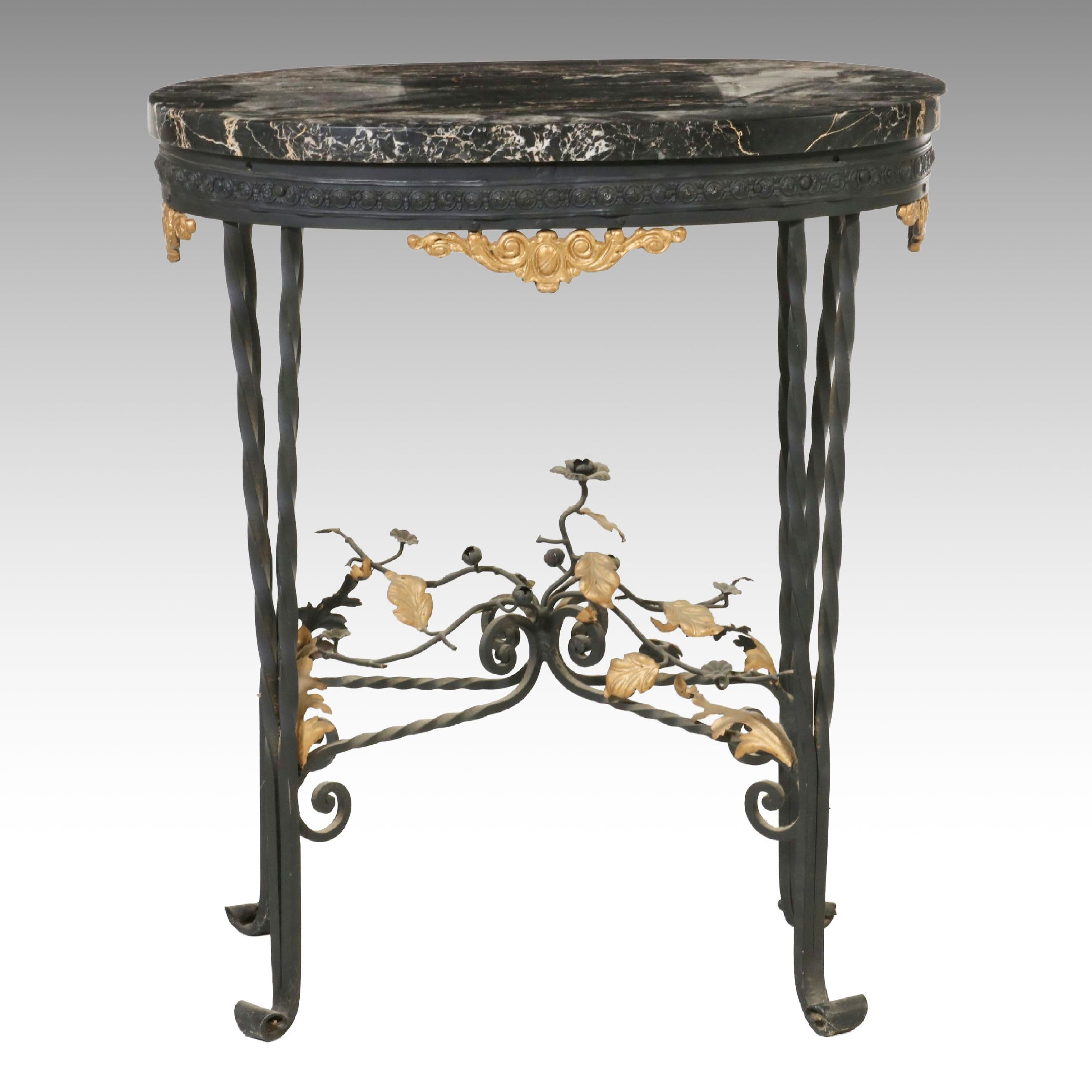 Italian Regency Style Toleware and Portoro Marble Side Table