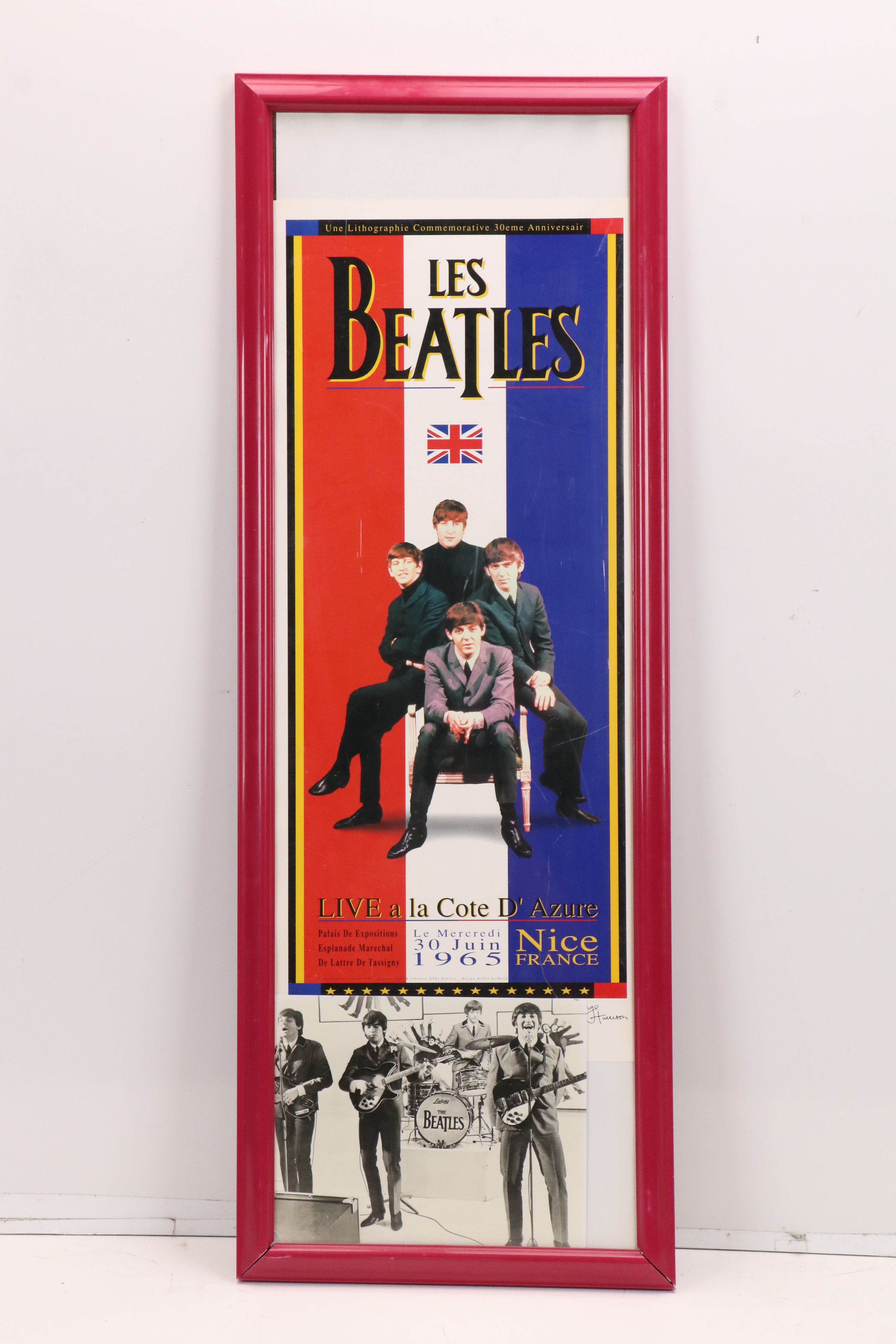 French "Les Beatles" Commemorative Poster and Photo Print with Music Sign