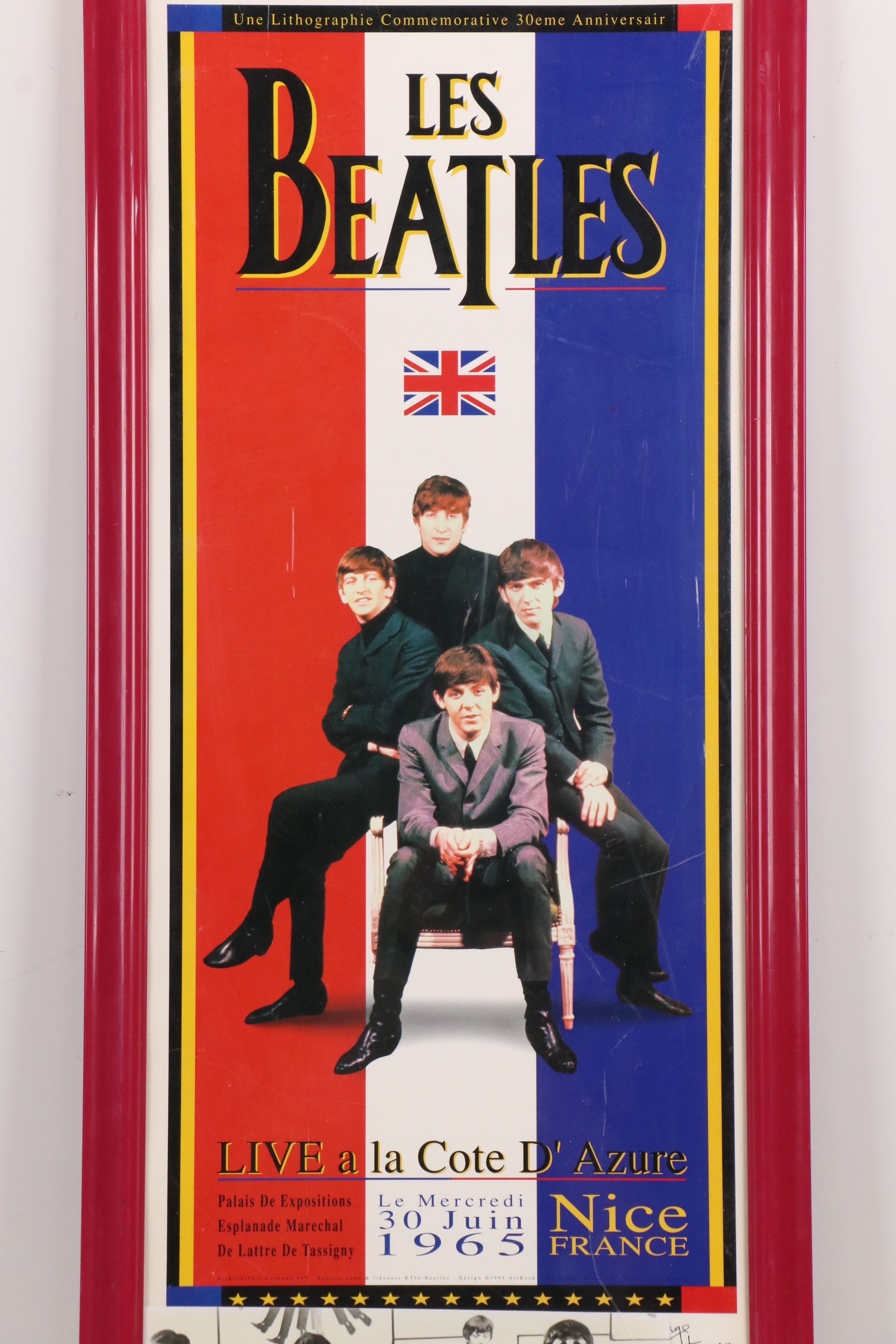 French "Les Beatles" Commemorative Poster and Photo Print with Music Sign