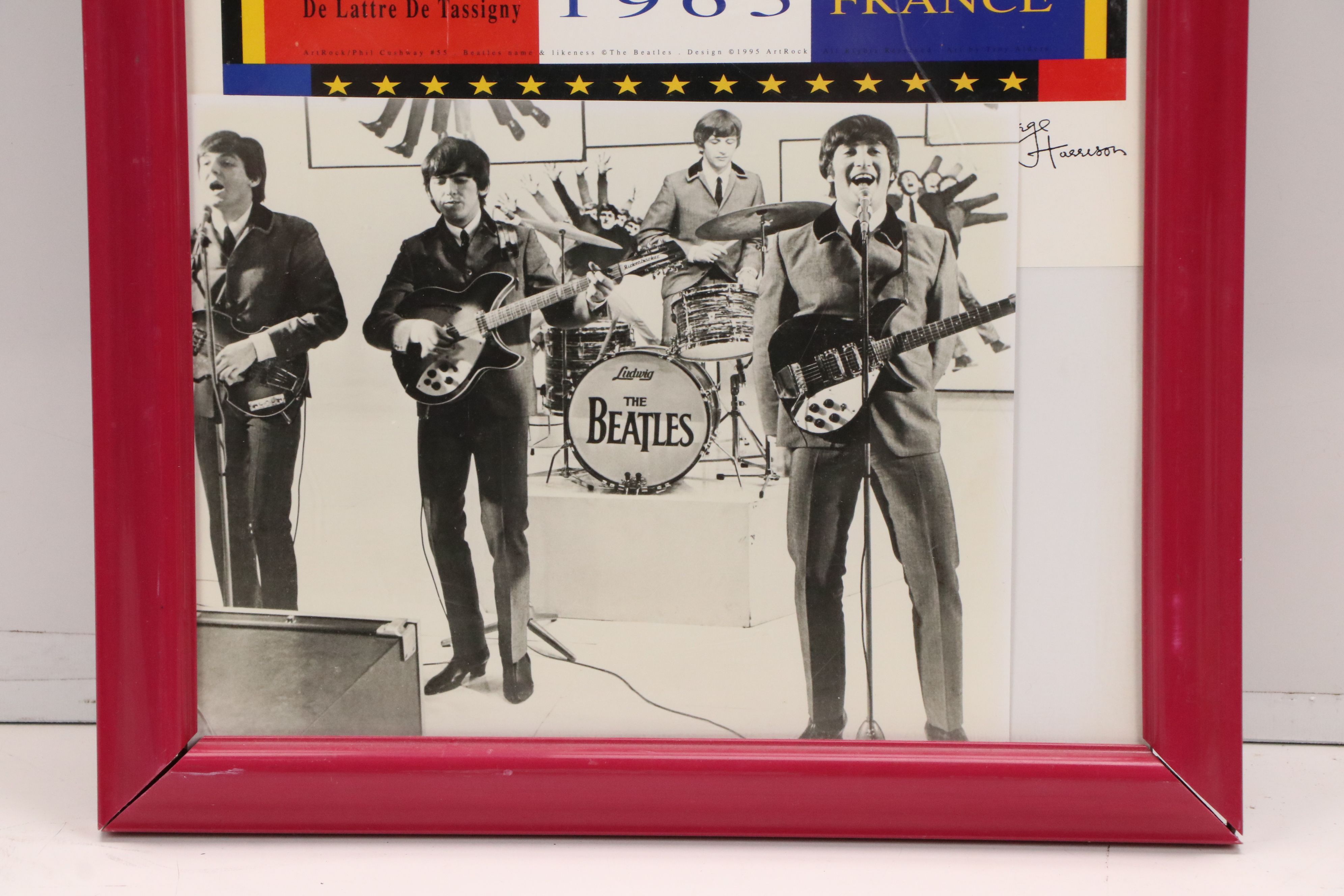 French "Les Beatles" Commemorative Poster and Photo Print with Music Sign