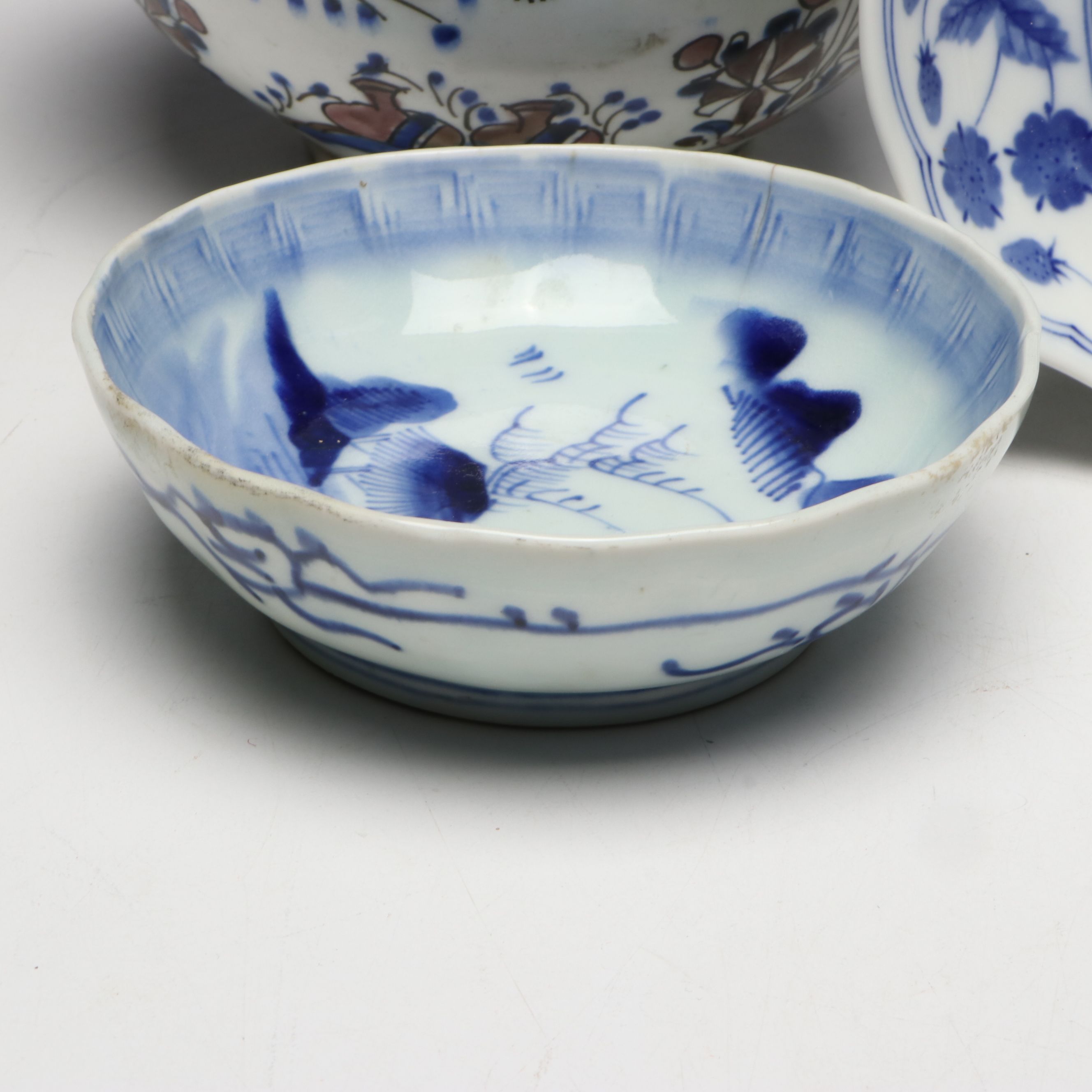 Persian Polychrome Fritware Bowl with Asian Porcelain and Limoges Egg Box