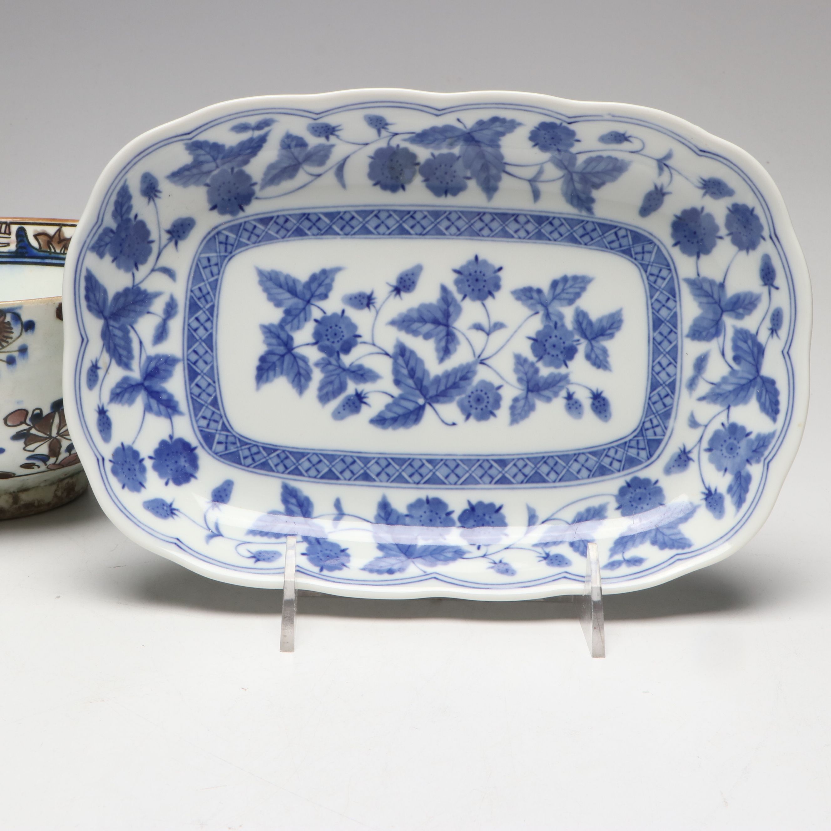 Persian Polychrome Fritware Bowl with Asian Porcelain and Limoges Egg Box
