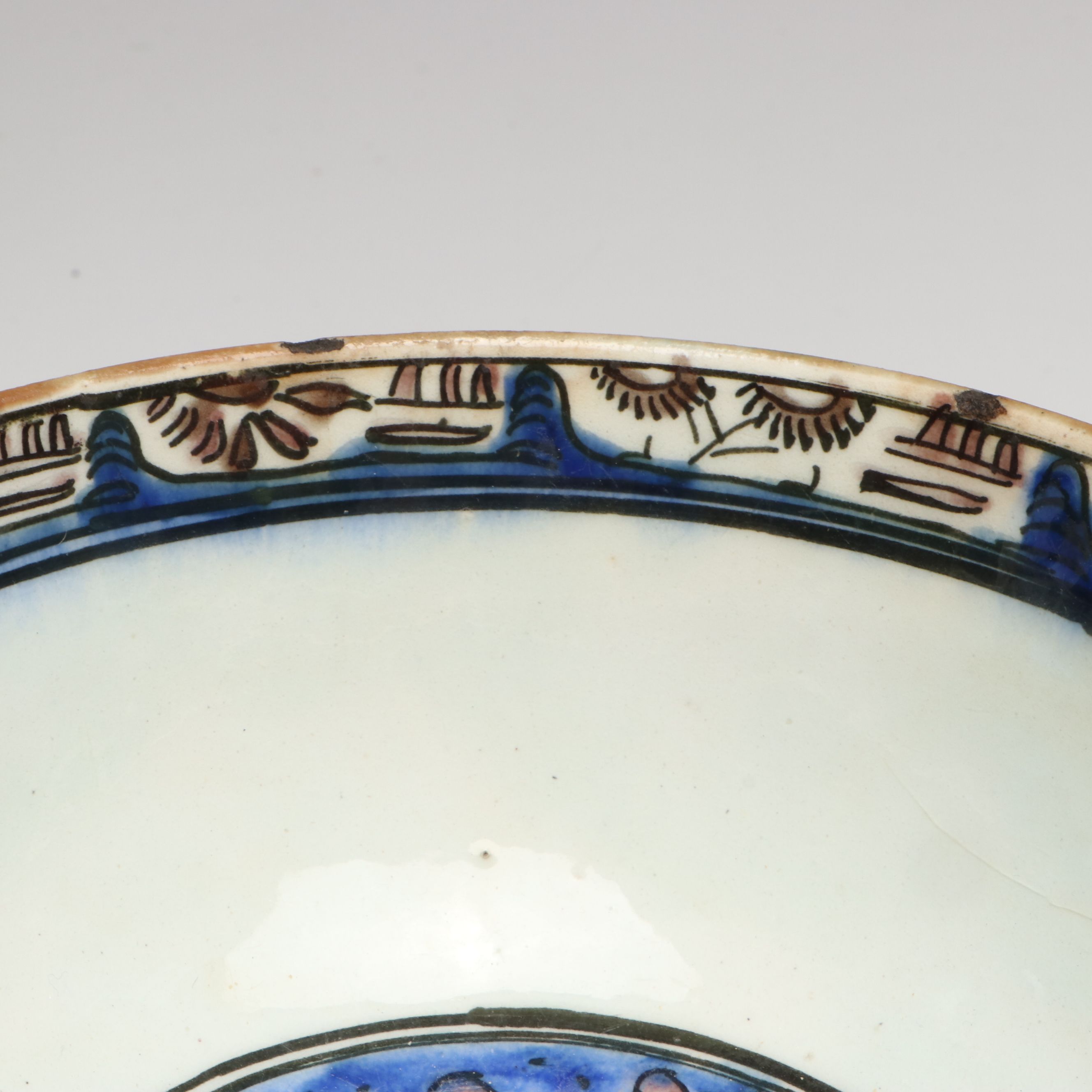 Persian Polychrome Fritware Bowl with Asian Porcelain and Limoges Egg Box