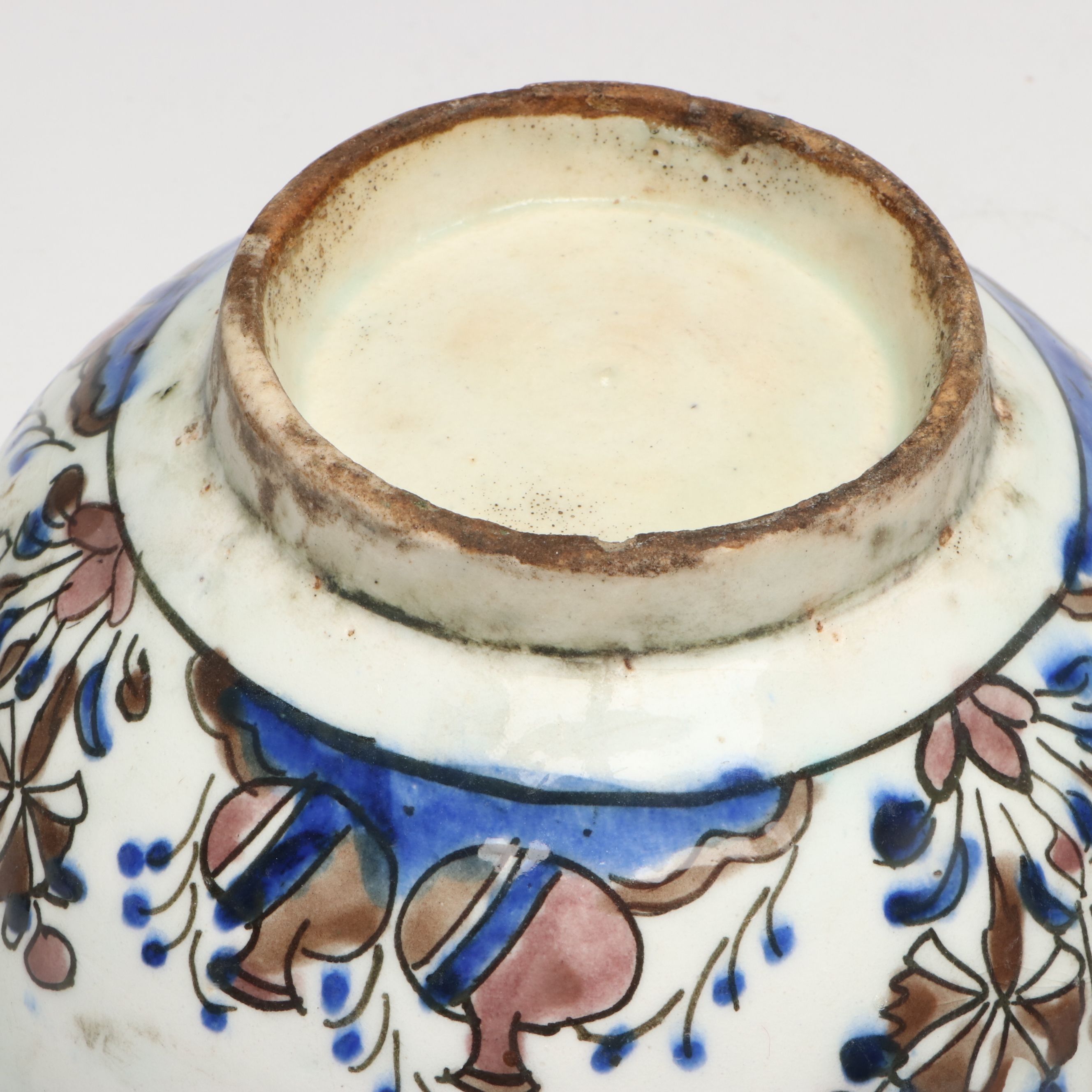 Persian Polychrome Fritware Bowl with Asian Porcelain and Limoges Egg Box
