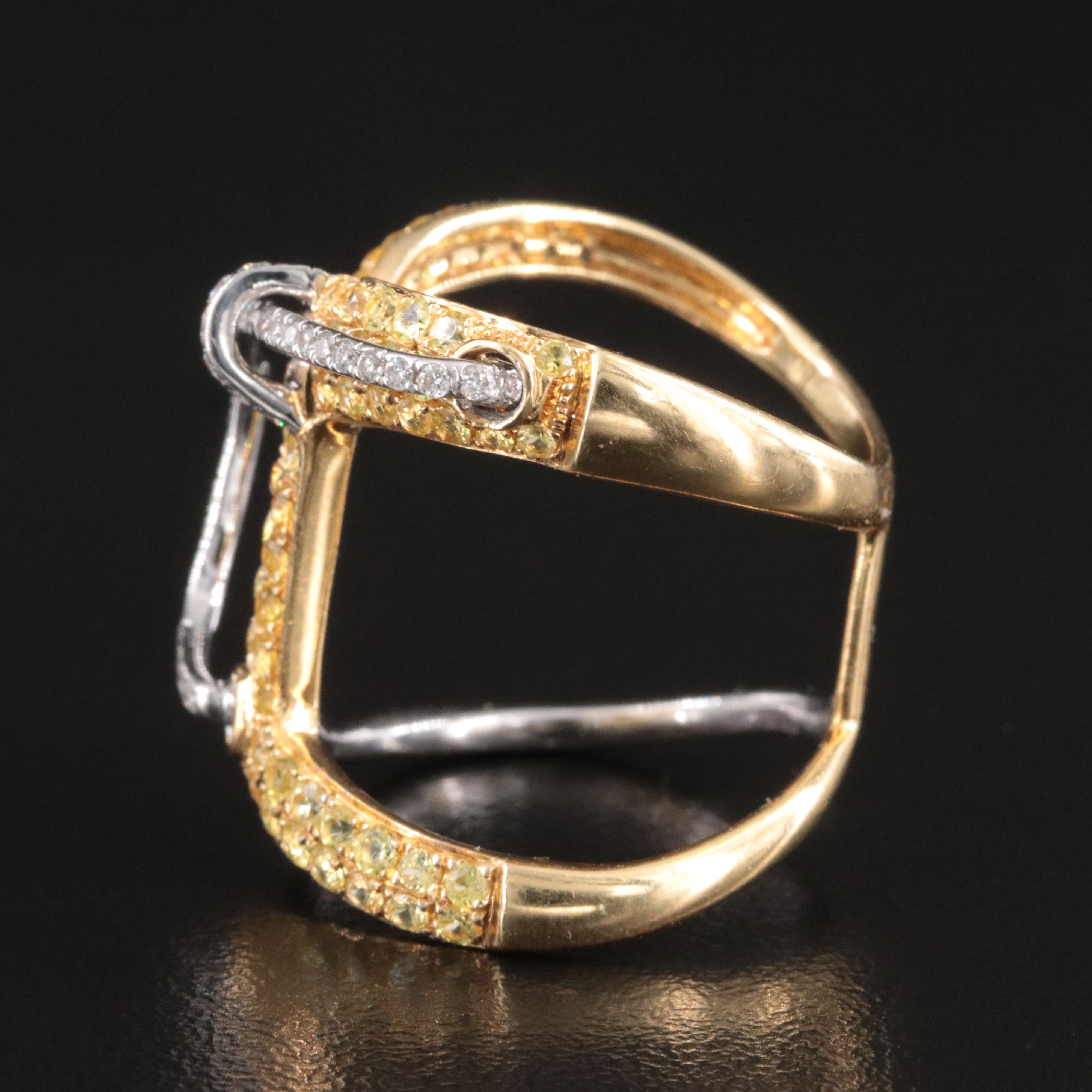 18K Yellow Sapphire and Diamond Buckle Ring