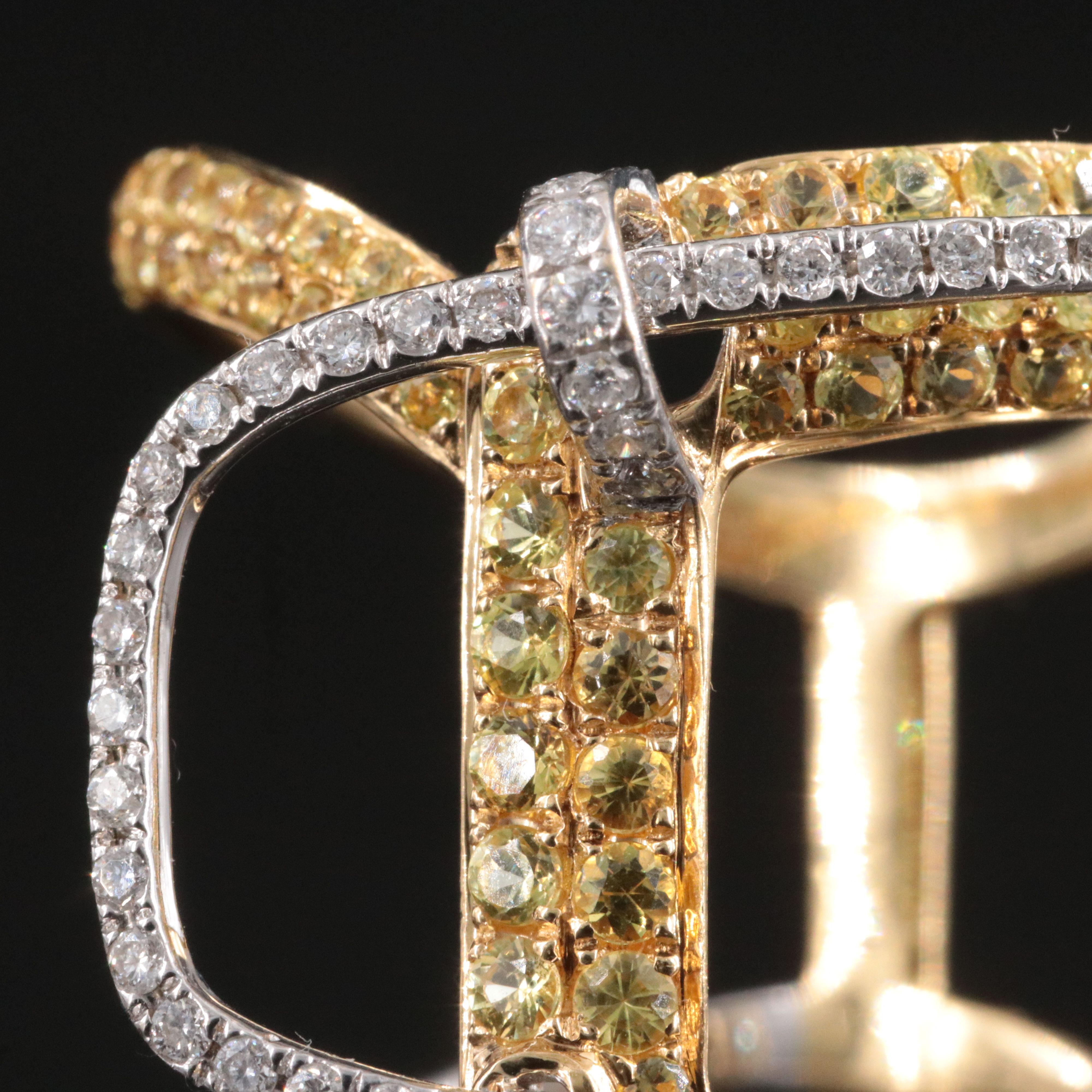 18K Yellow Sapphire and Diamond Buckle Ring