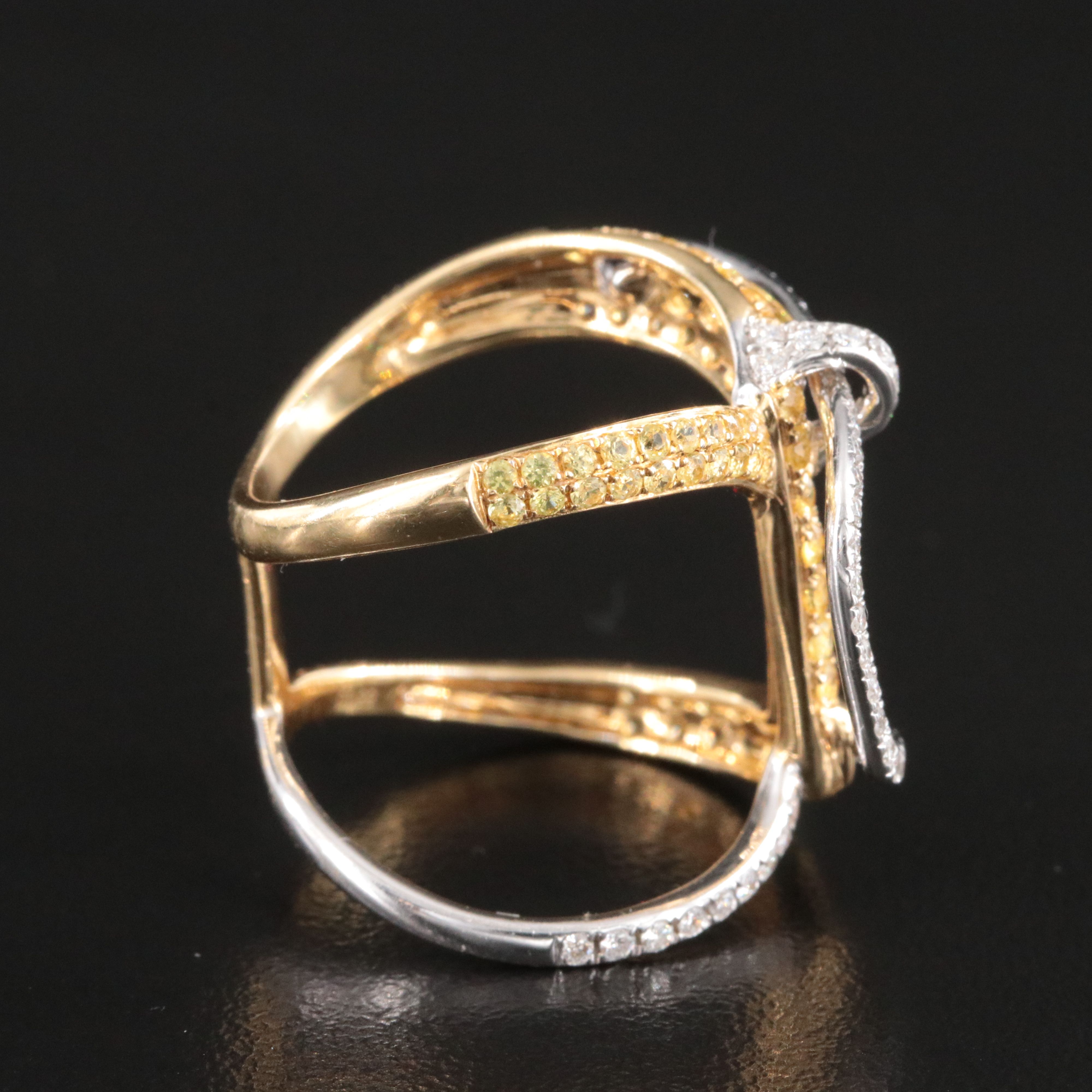 18K Yellow Sapphire and Diamond Buckle Ring