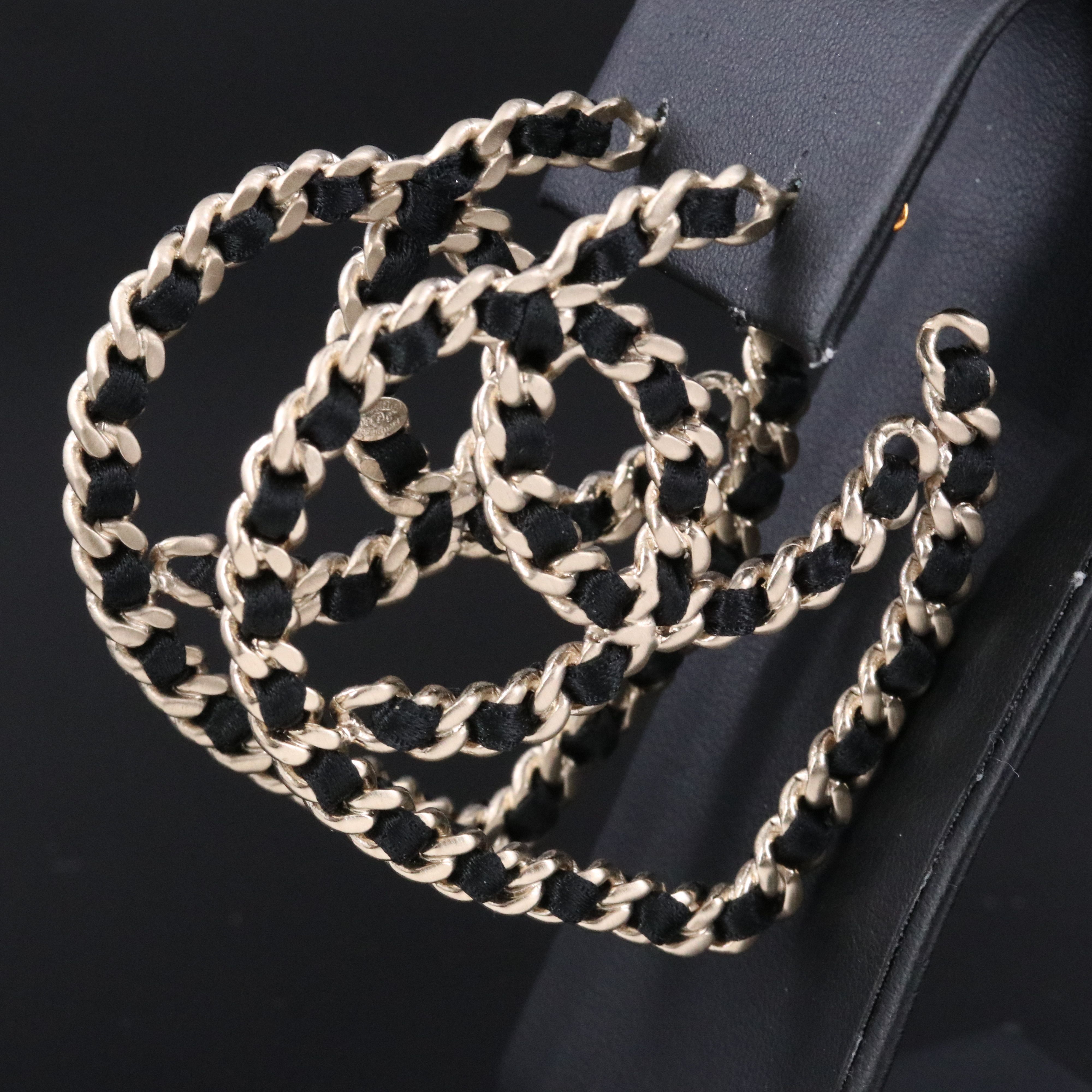 Chanel CC Black Woven Heart Earrings 2009