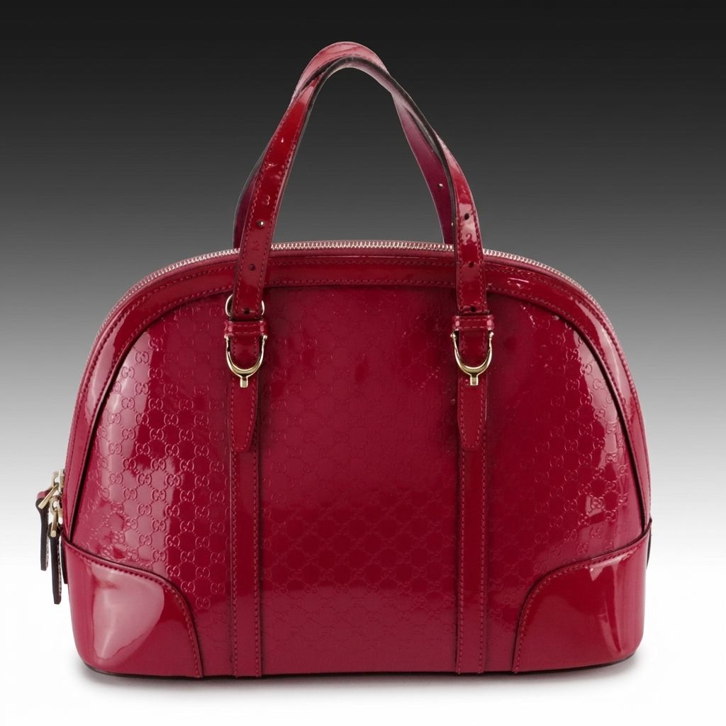 Gucci Nice Two-Way Satchel in Magenta Microguccissima and Smooth Patent Leather