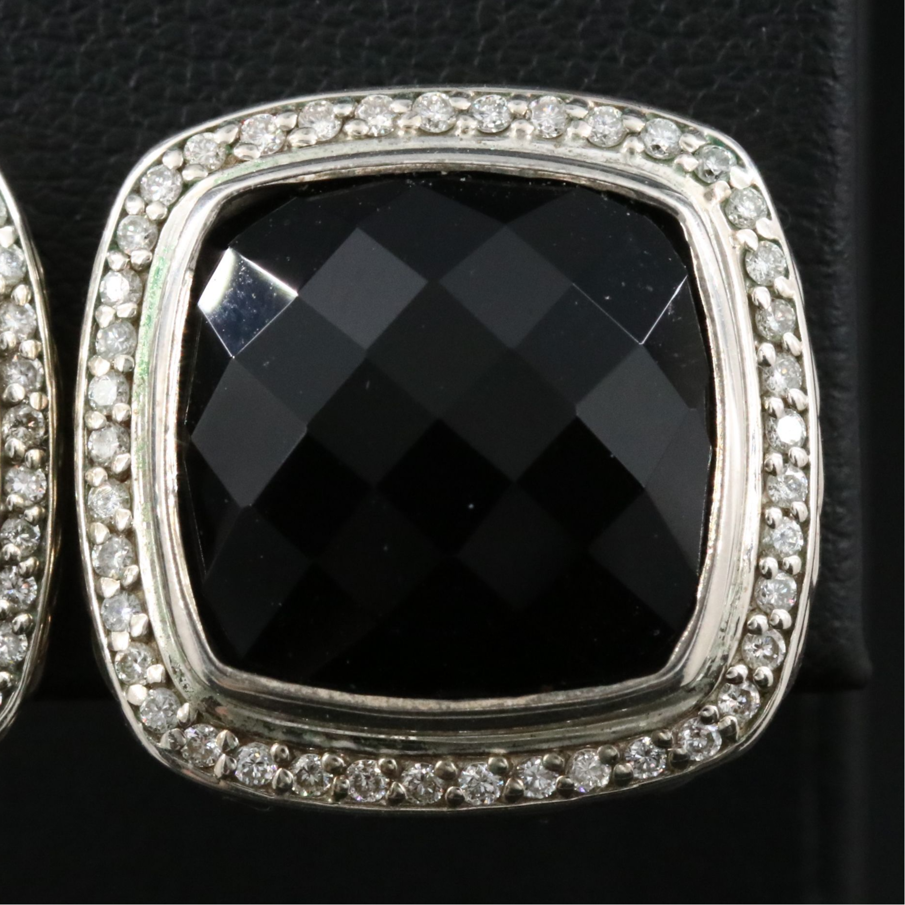 David Yurman Albion Sterling Black Onyx and 0.57 CTW Diamond Clip Earrings