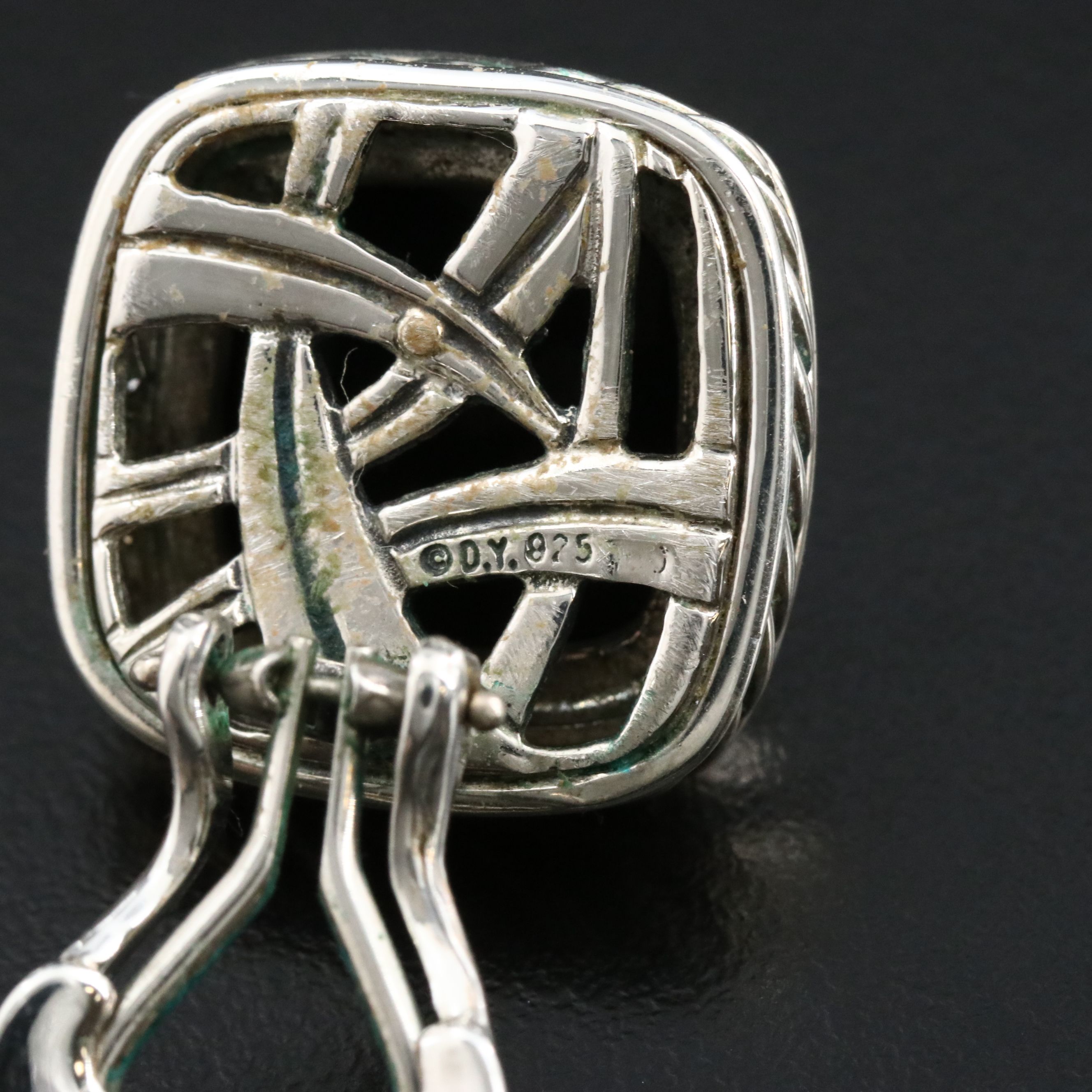 David Yurman Albion Sterling Black Onyx and 0.57 CTW Diamond Clip Earrings