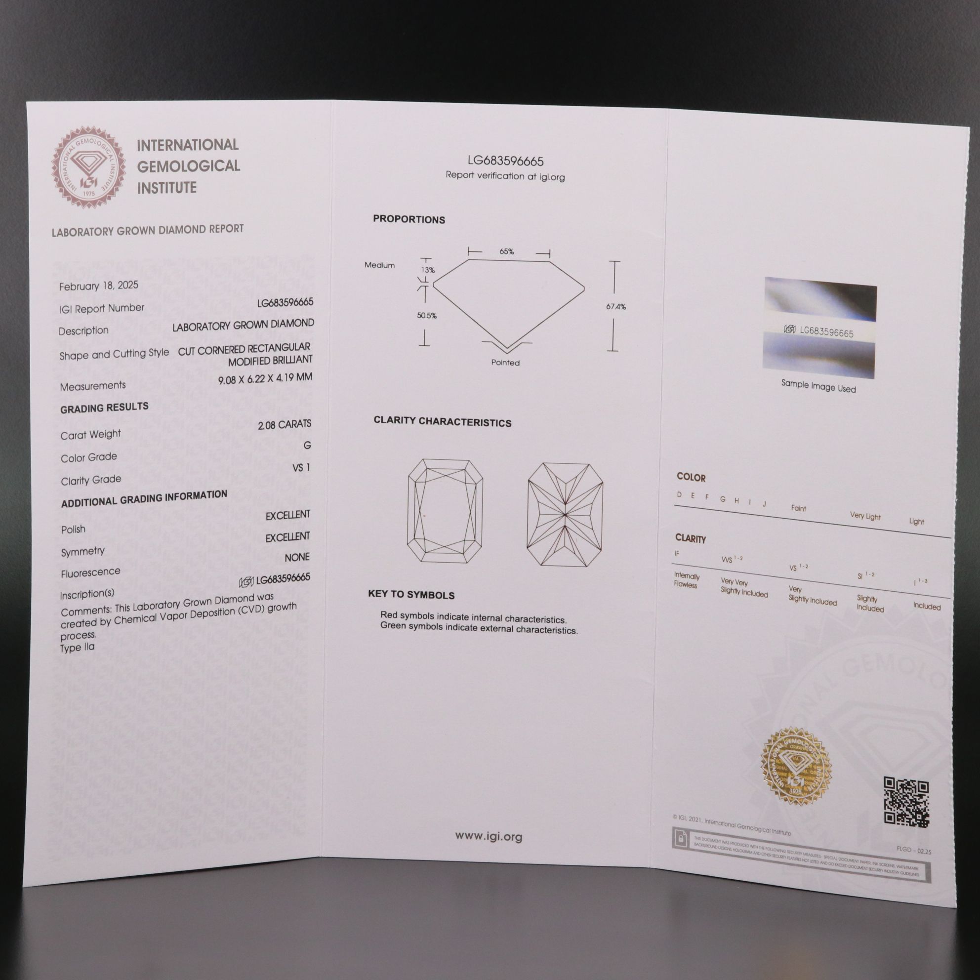 Loose 2.08 CT Lab Grown Diamond with IGI Report