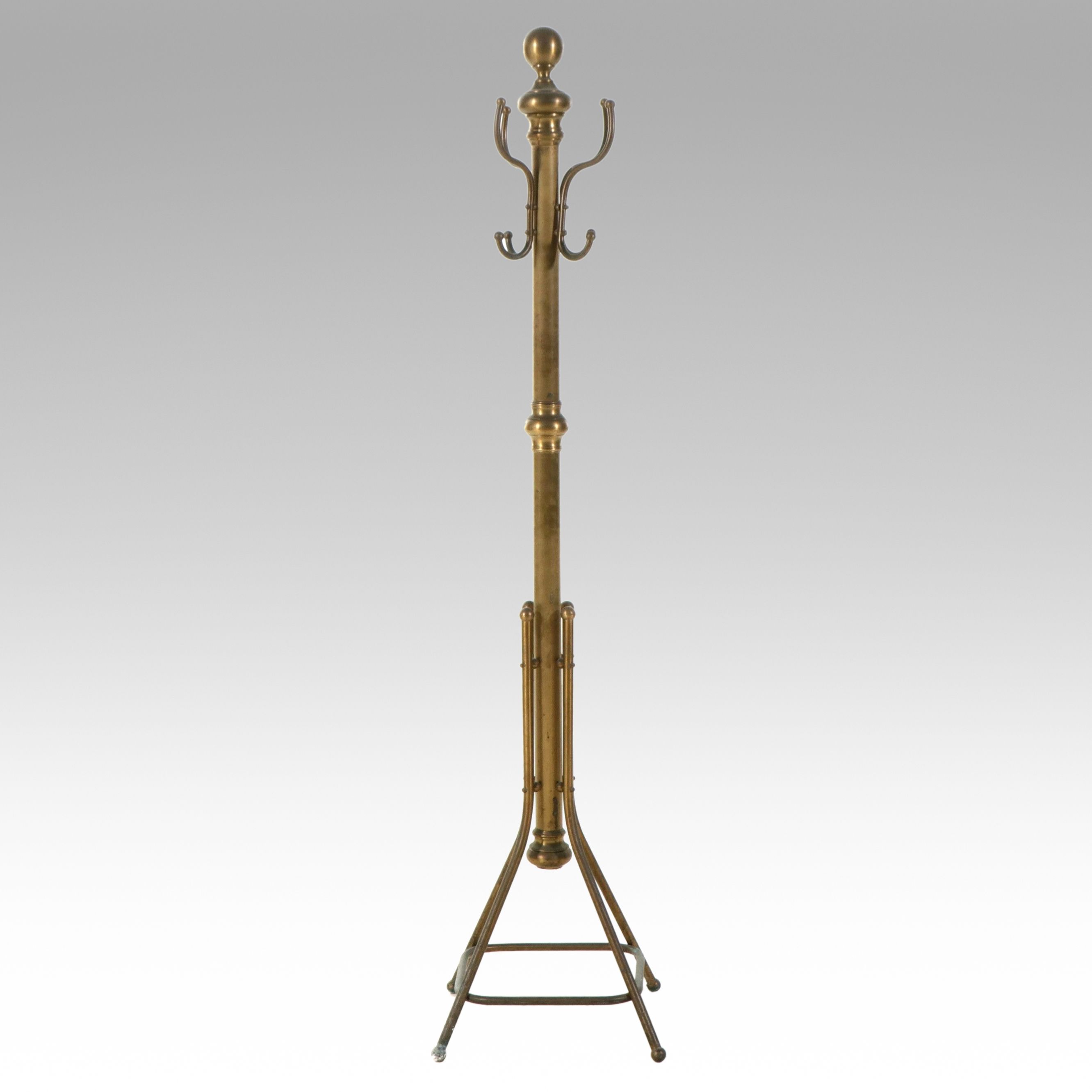 Victorian Style Polished Brass Tubular Hall Tree, 20th Century