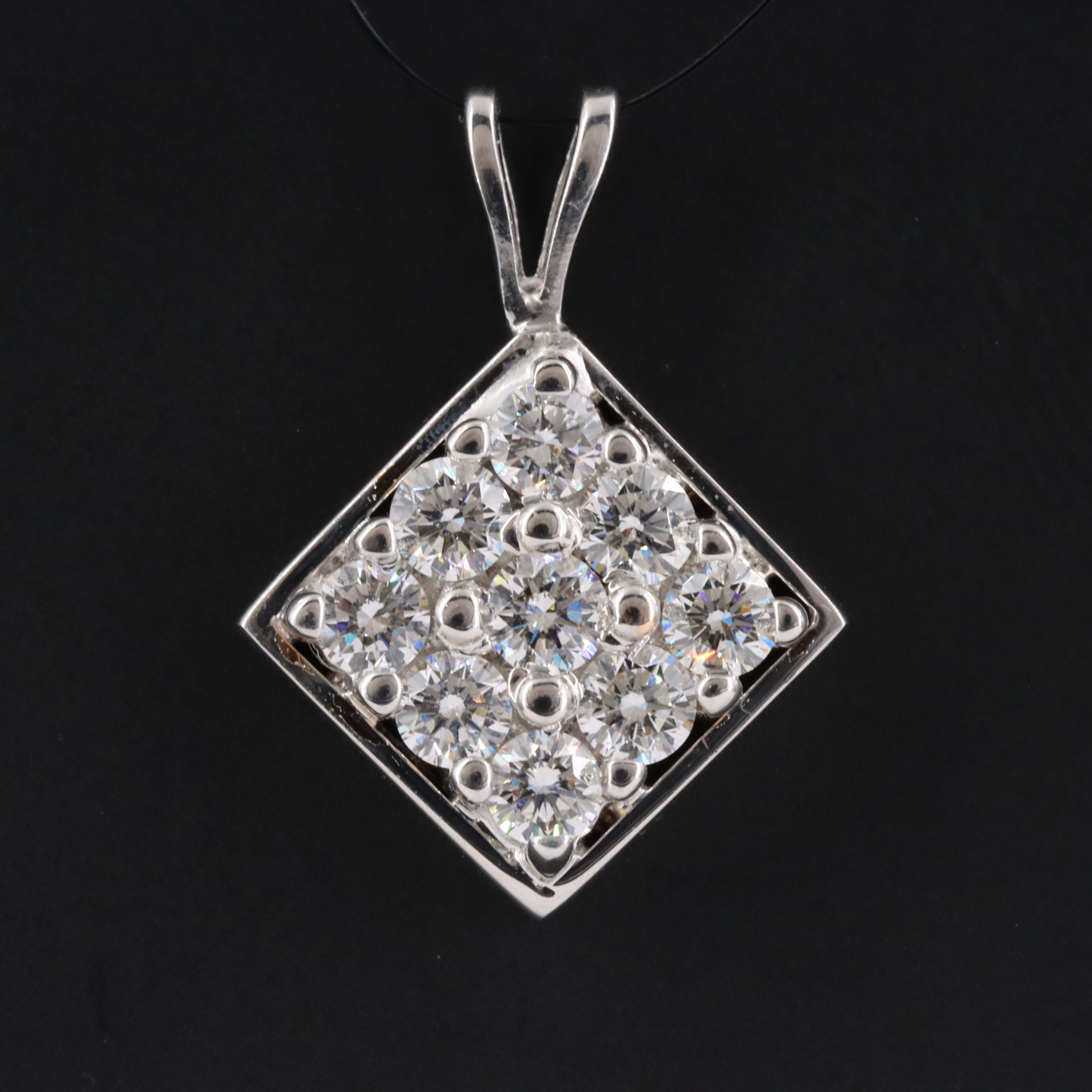 14K 1.00 CTW Diamond Square Pendant