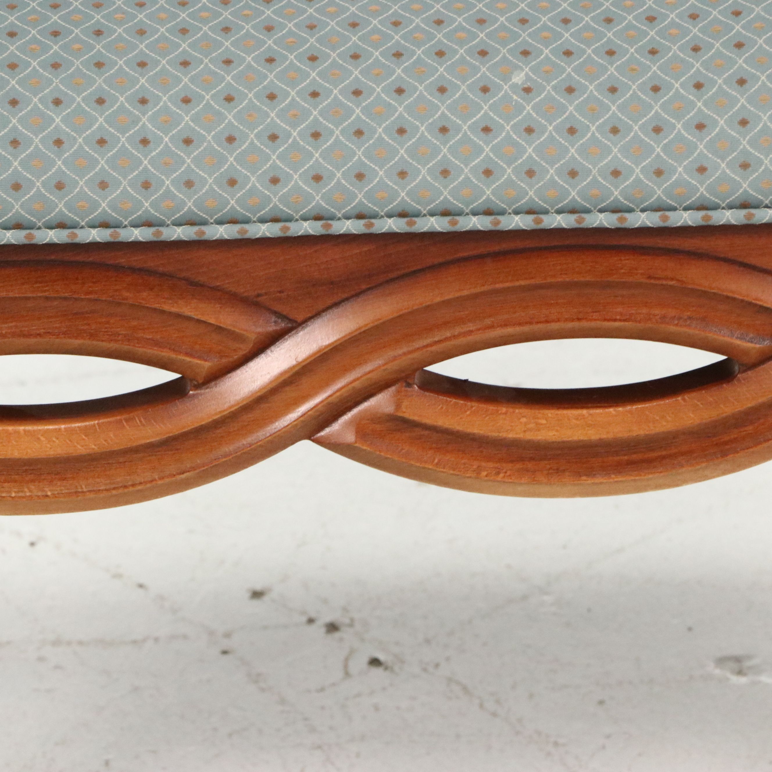 French Provincial Style Carved Walnut Bench