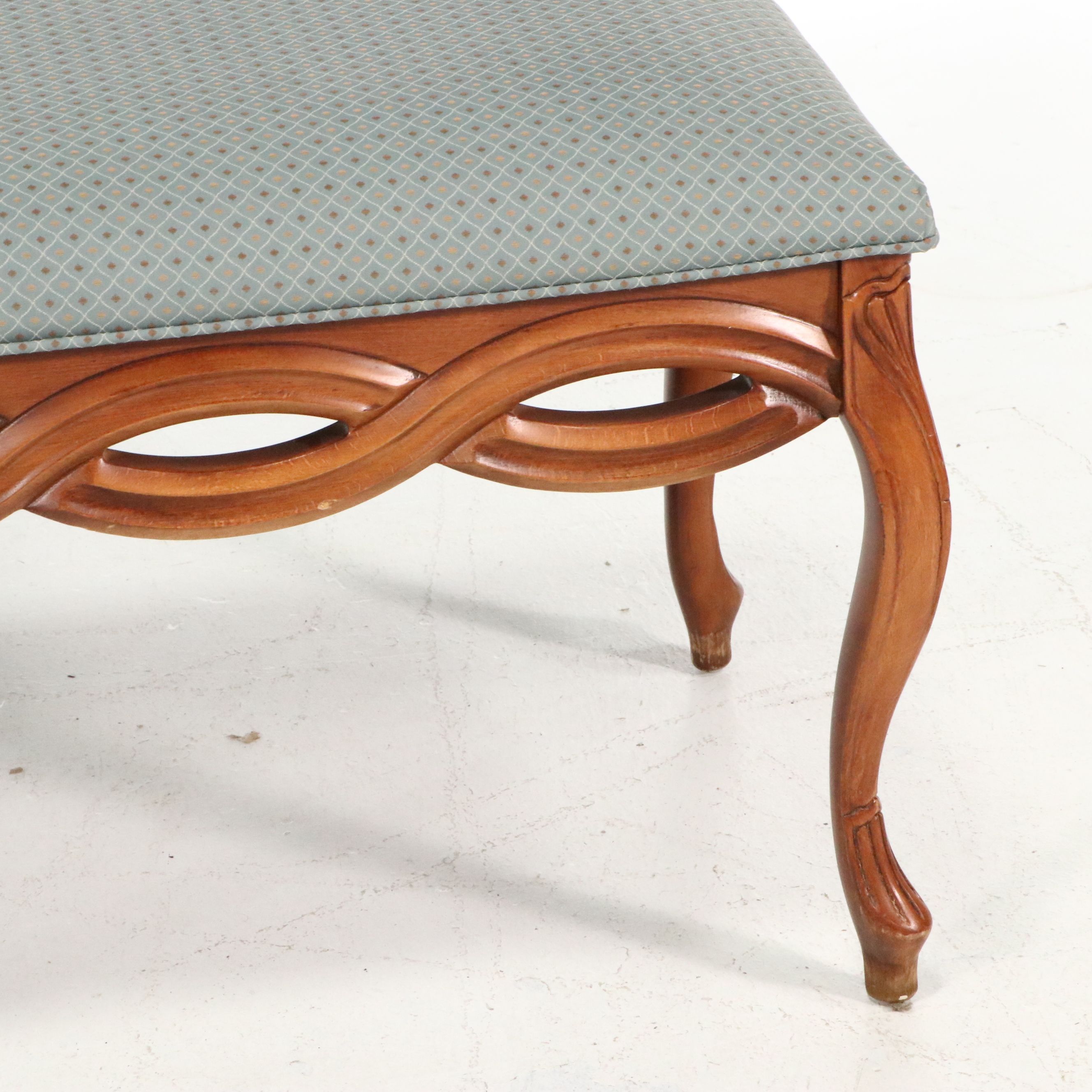 French Provincial Style Carved Walnut Bench