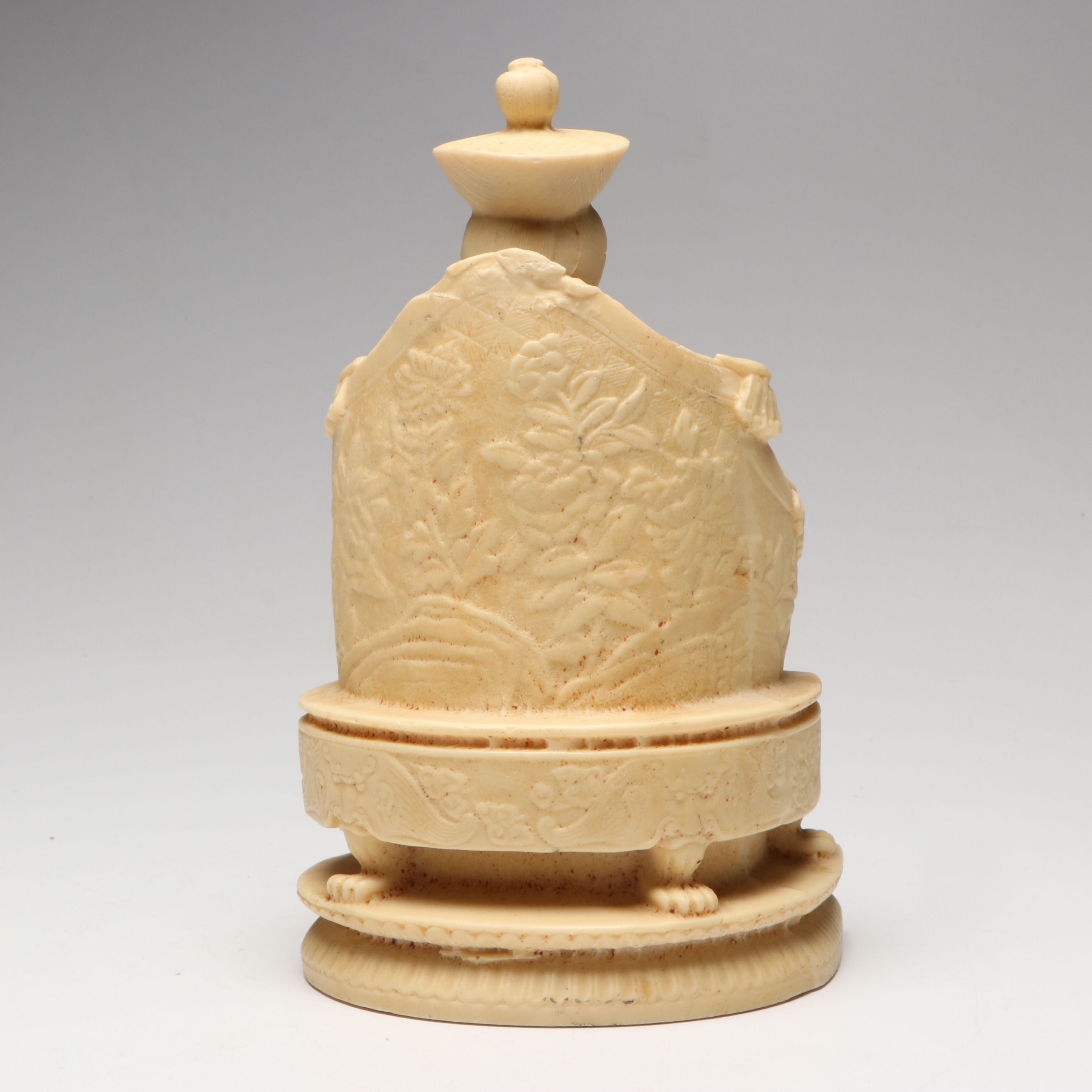 Chinese Carved Resin Seated Empress and Pair of Attendants on "Makara"