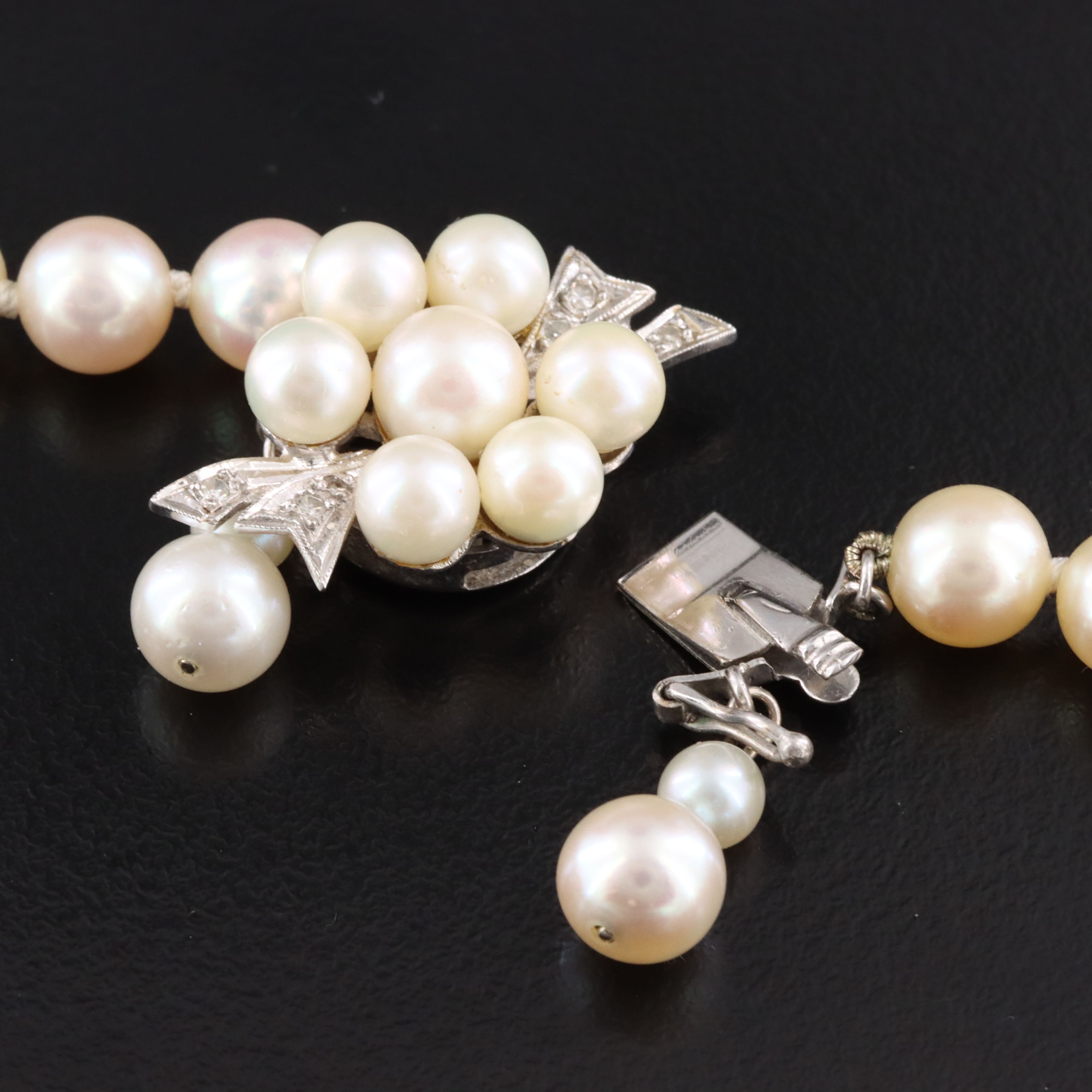 Pearl Opera Necklace with Pearl and Diamond Accented 14K Clasp