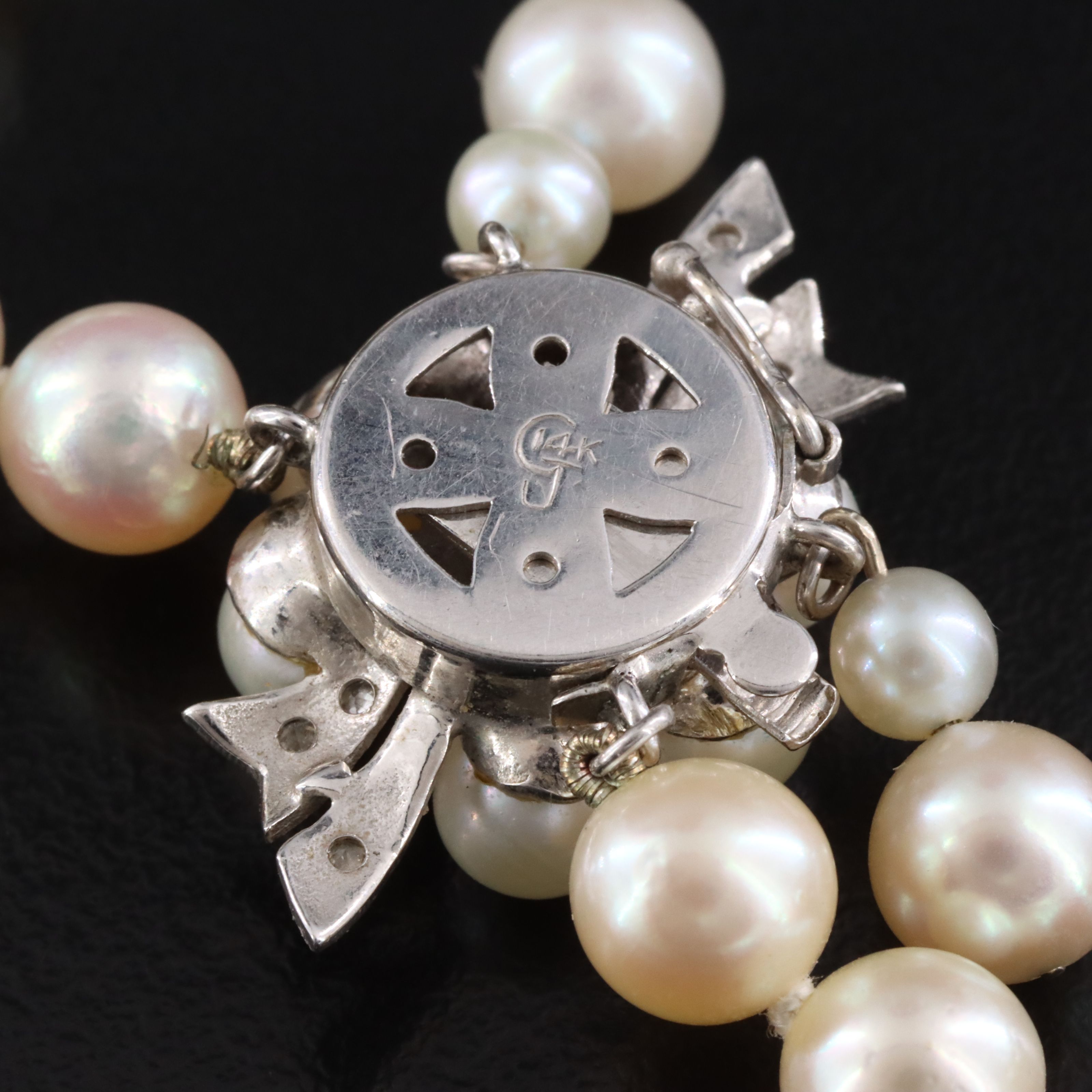 Pearl Opera Necklace with Pearl and Diamond Accented 14K Clasp