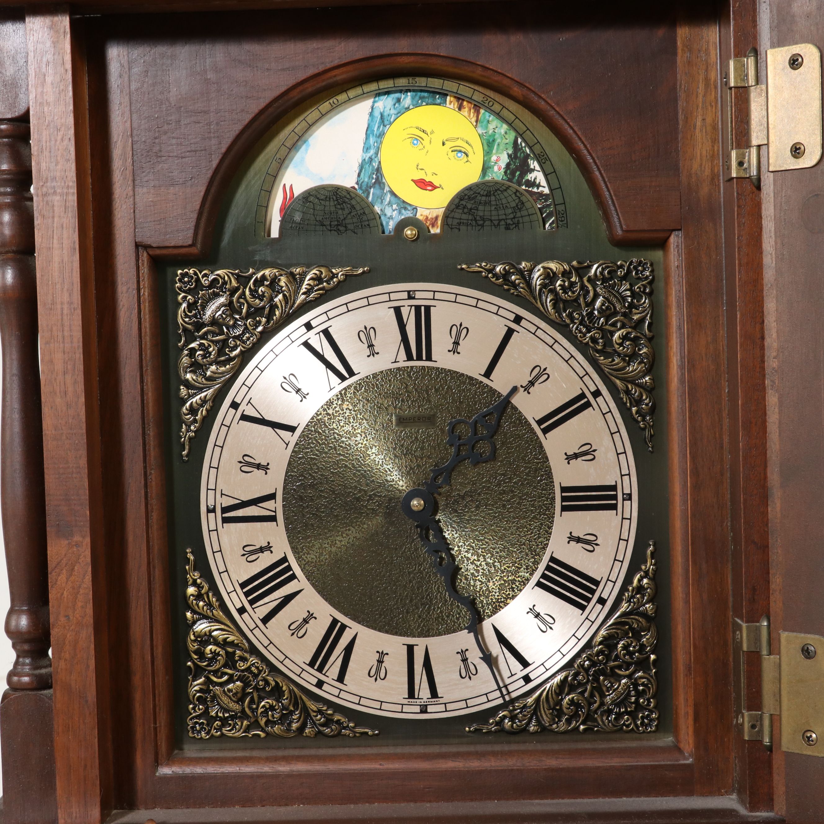 Emperor Chippendale Style Broken Bonnet Grandfather Clock