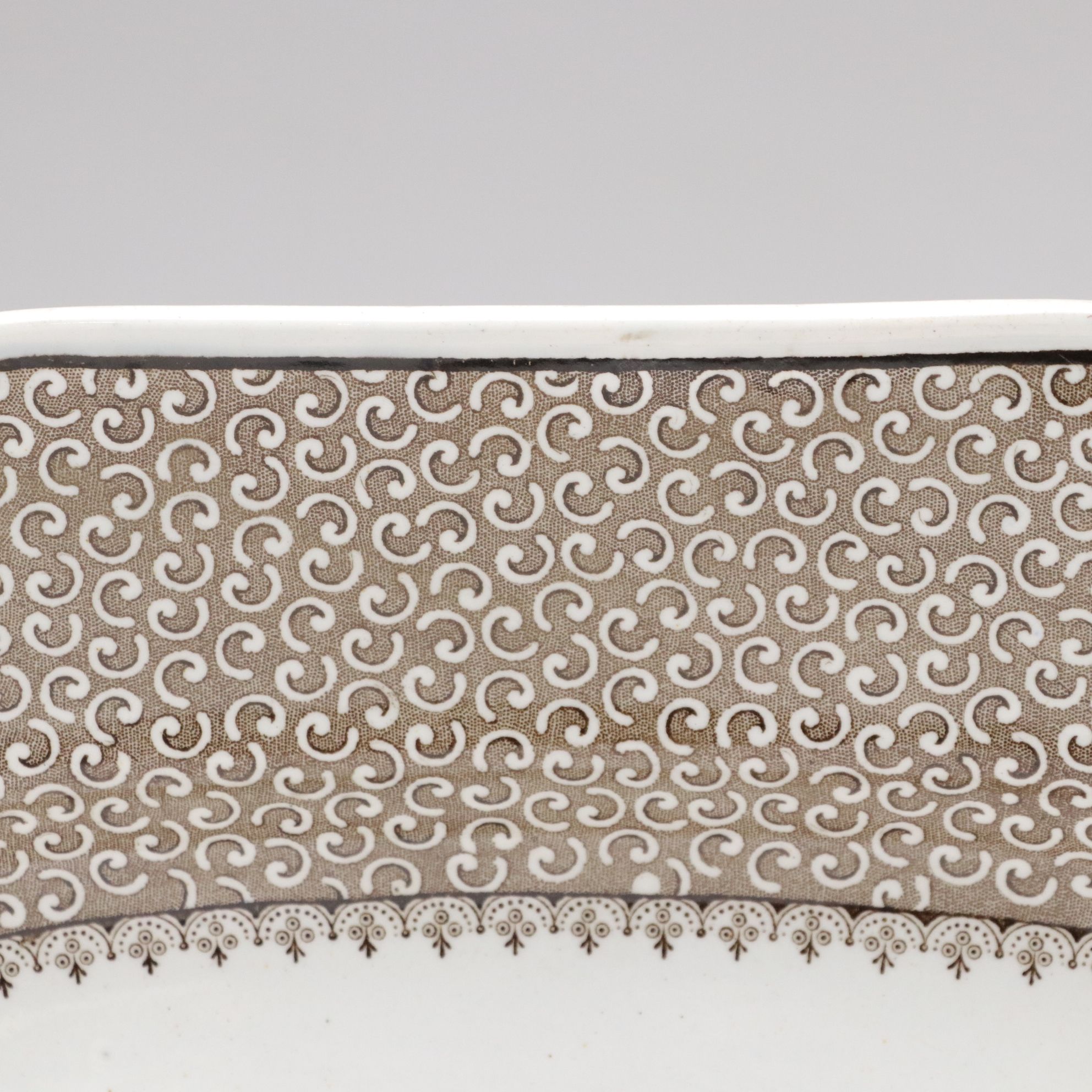 Thomas Dimmock Co. for Staffordshire Two-Tone "Conchology" Transferware Platter