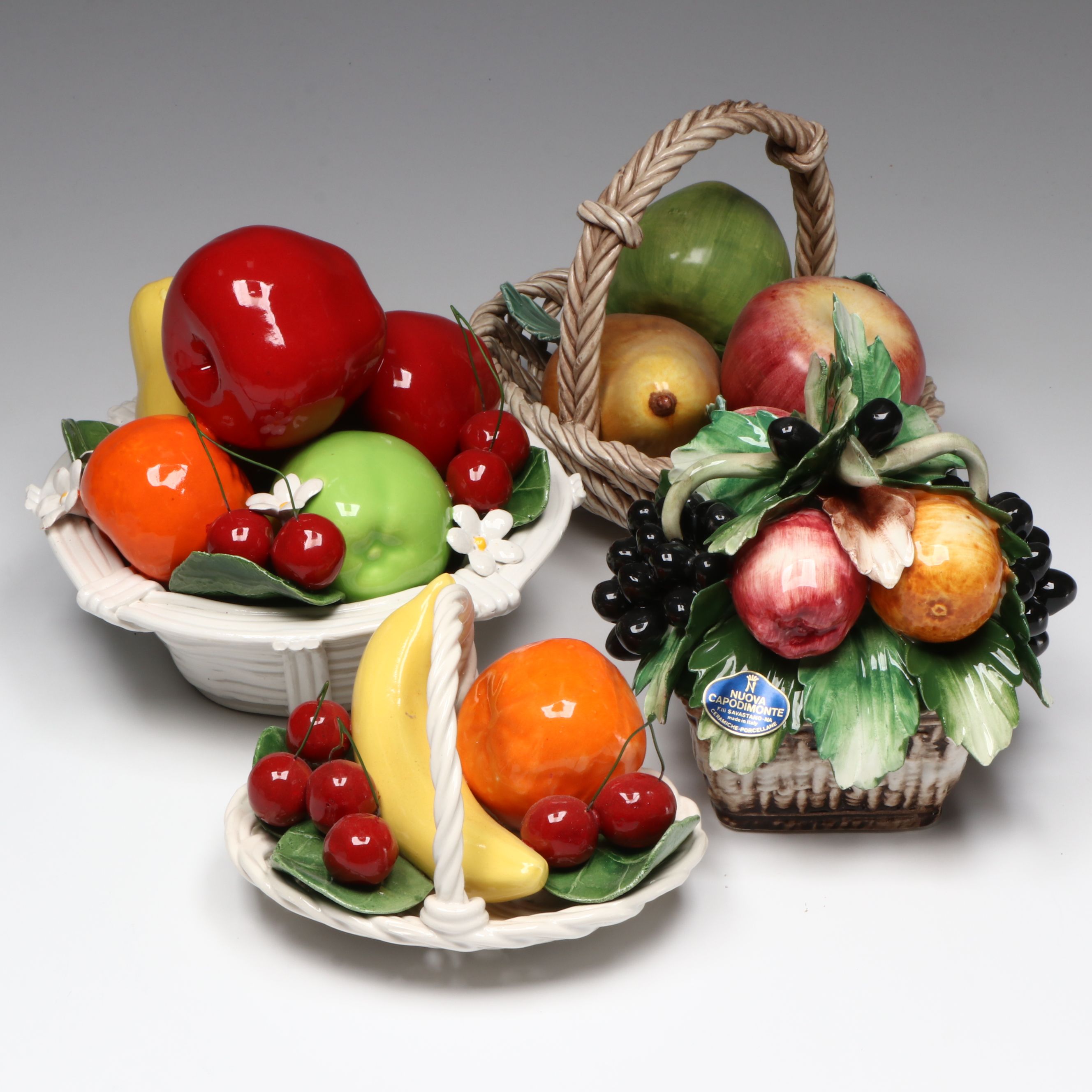 Capodimonte and Other Italian Ceramic Fruit Baskets